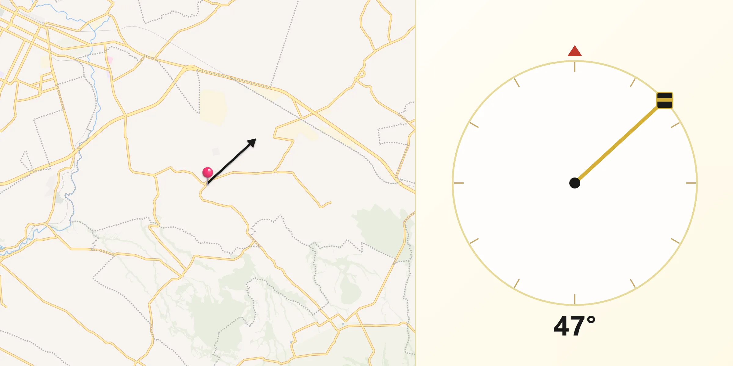 Dirección de la Qibla desde Tzompantepec
