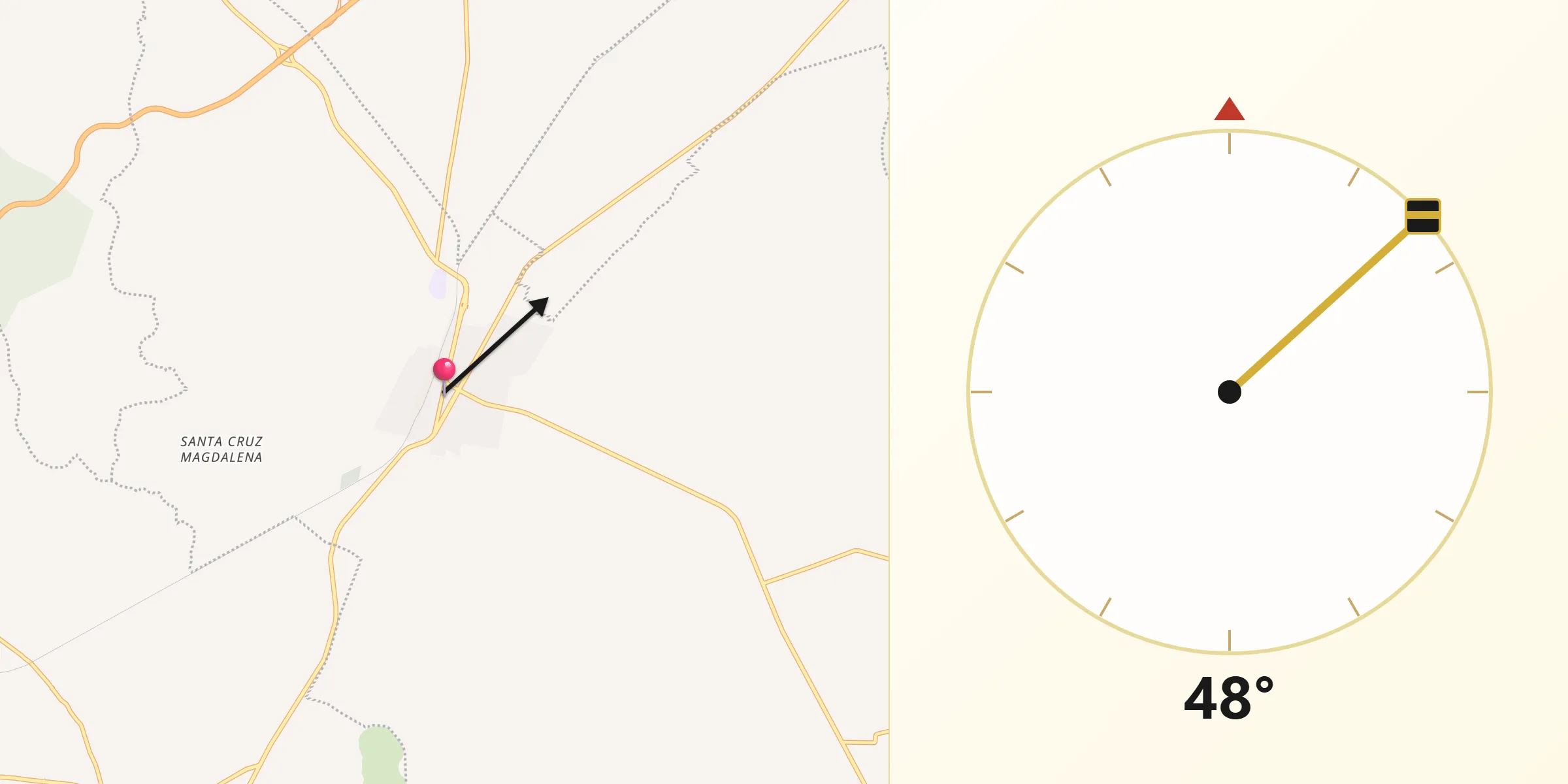 Dirección de la Qibla desde Oriental