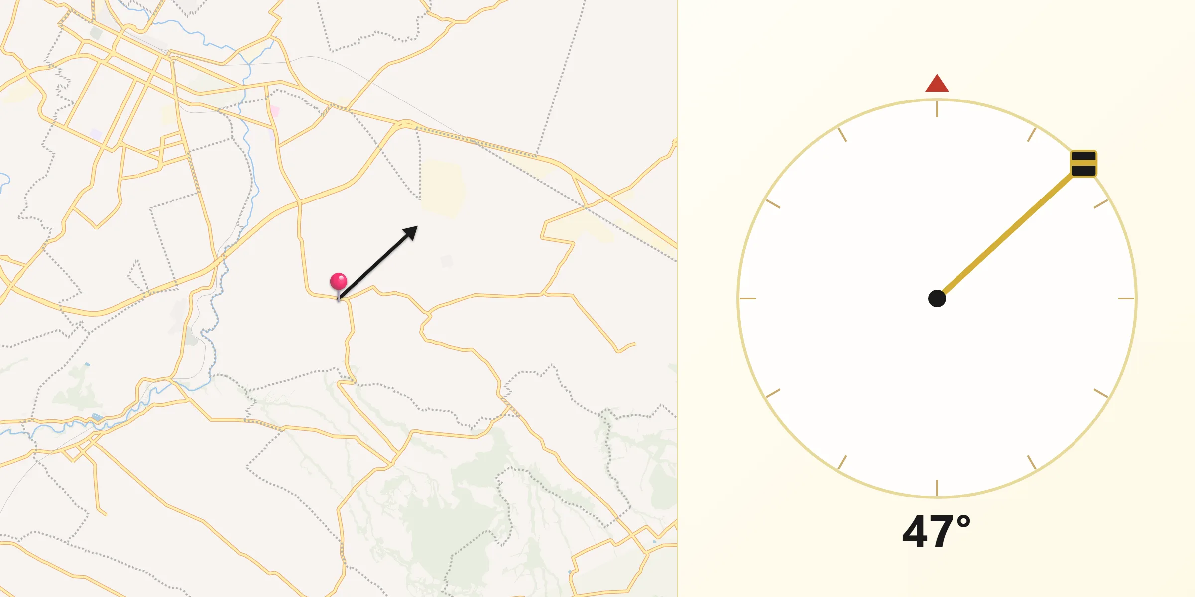 Dirección de la Qibla desde San Andrés Ahuashuatepec
