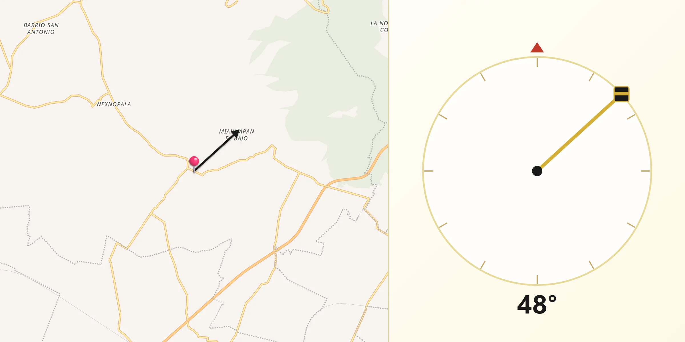 Dirección de la Qibla desde Santa Cruz Pocitos