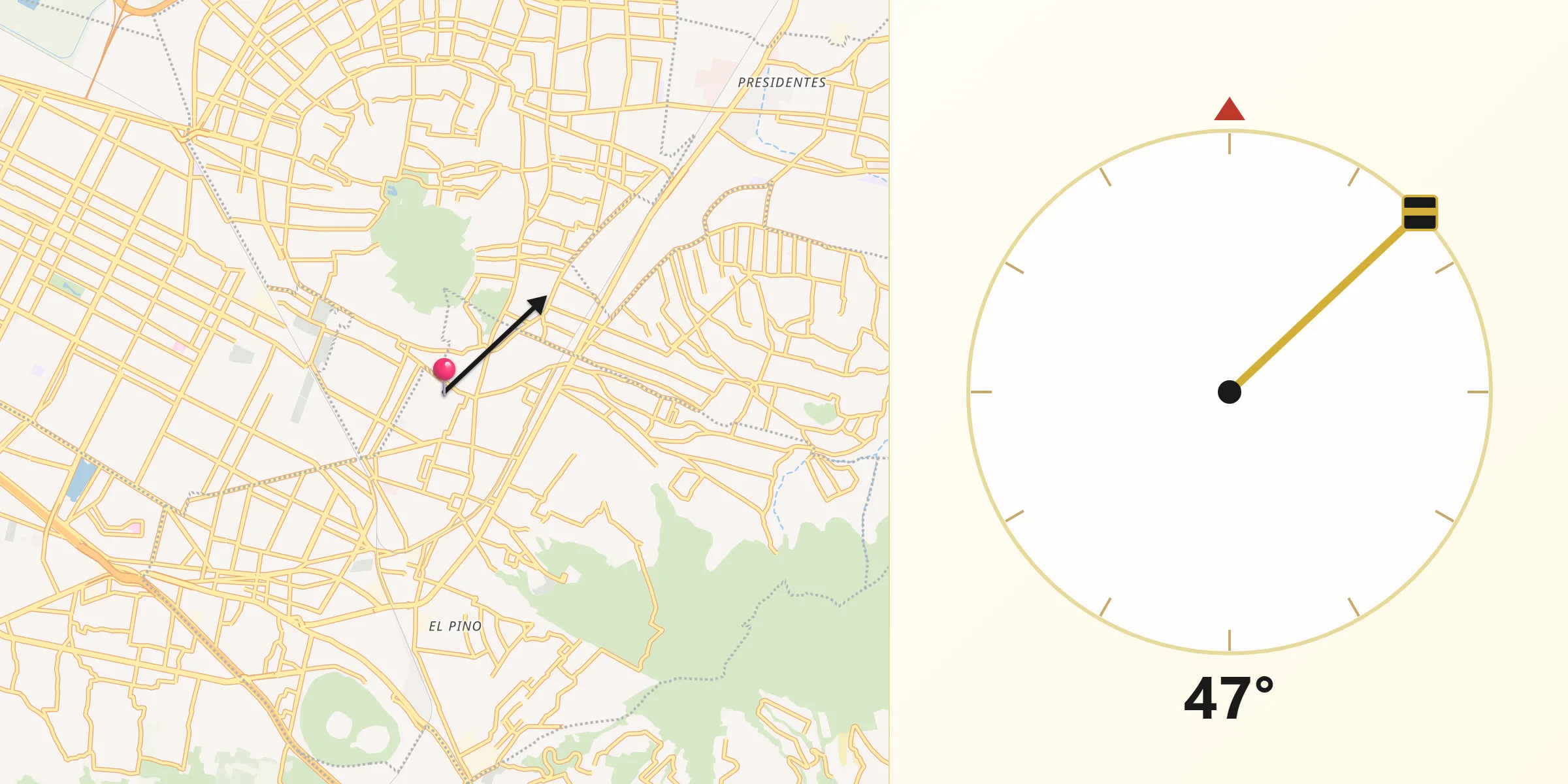 Dirección de la Qibla desde San Sebastián Chimalpa