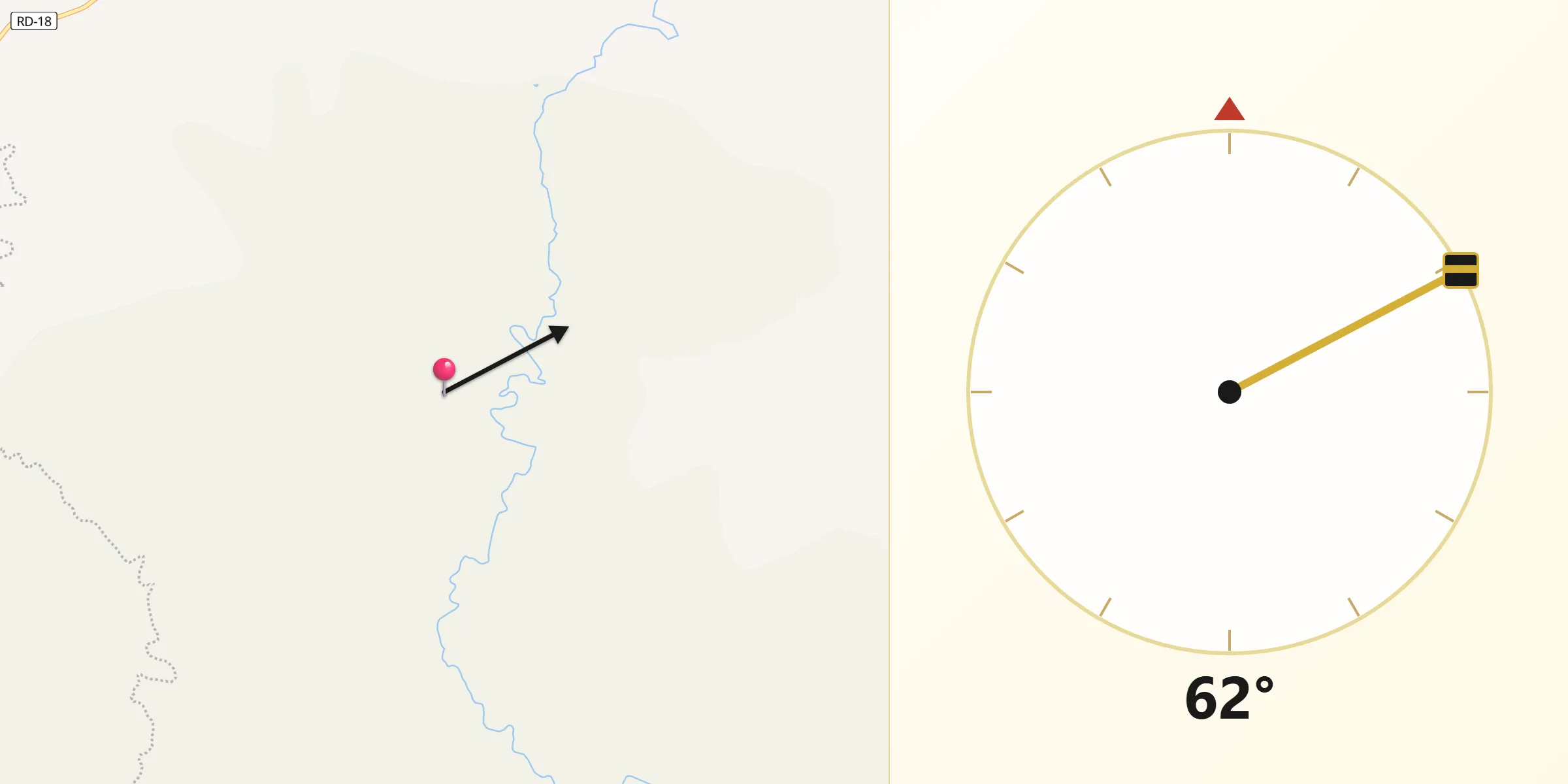 Dirección de la Qibla desde San Ignacio de Sabaneta