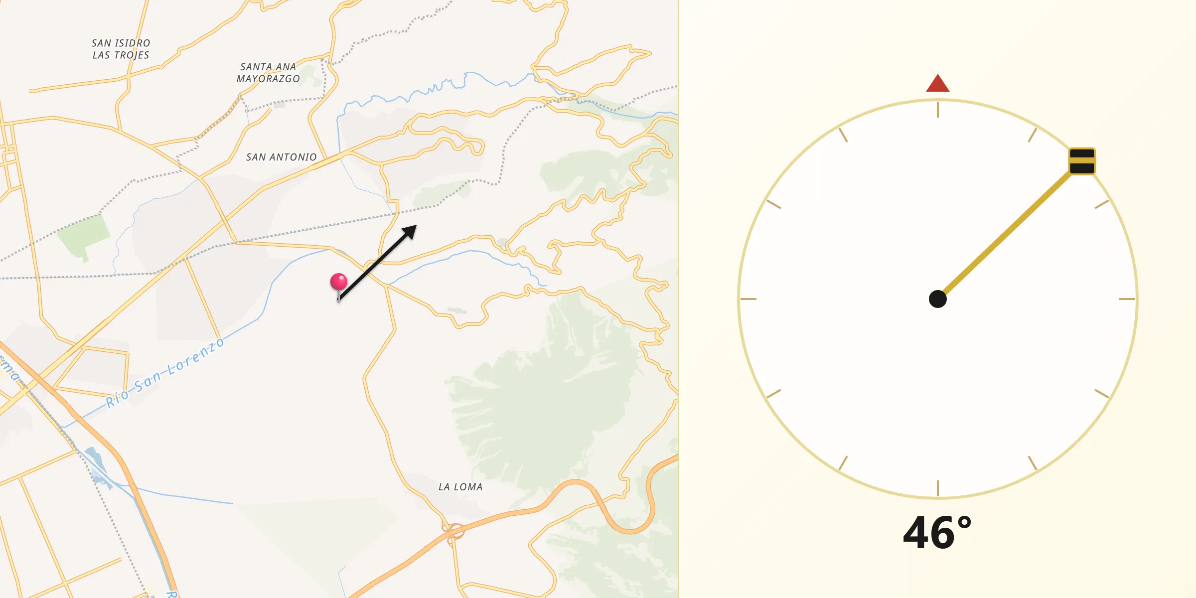 Dirección de la Qibla desde Pueblo Nuevo Tlalmimilolpan