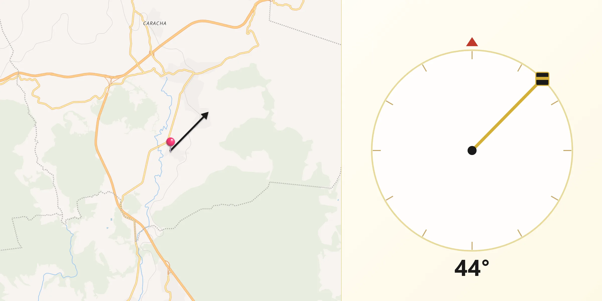 Dirección de la Qibla desde Patuán