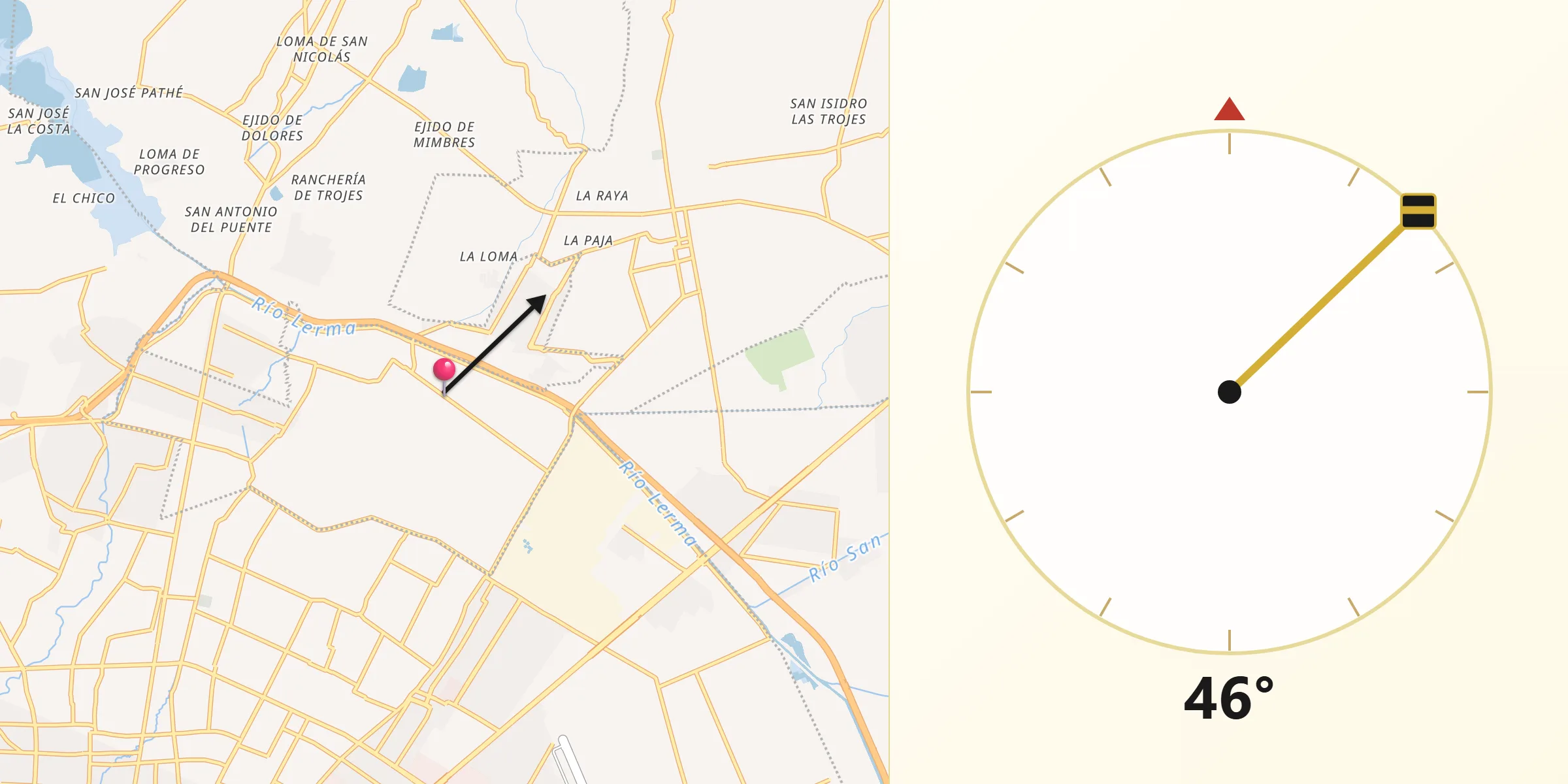 Dirección de la Qibla desde La Y