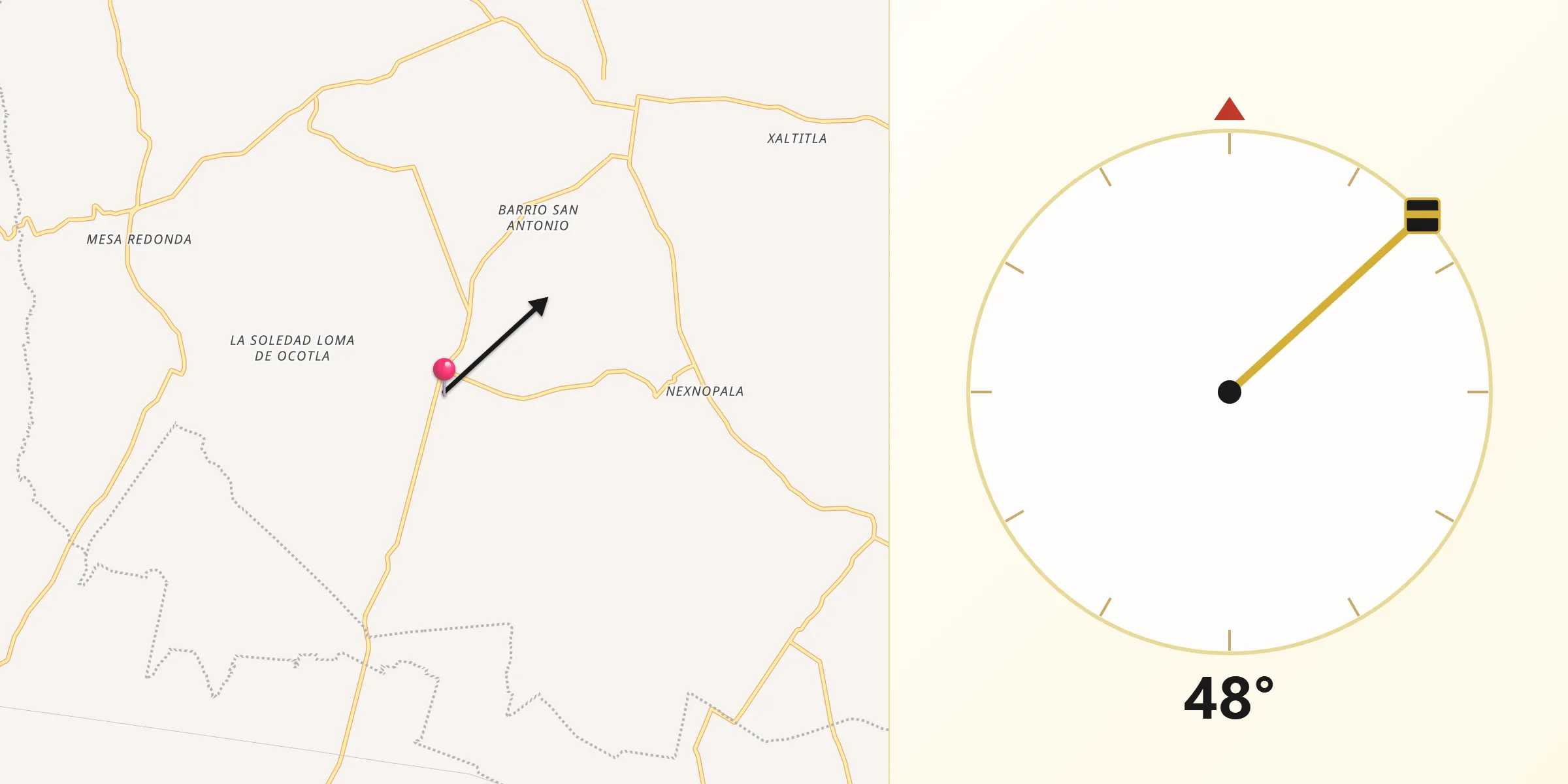 Dirección de la Qibla desde Concepción Hidalgo