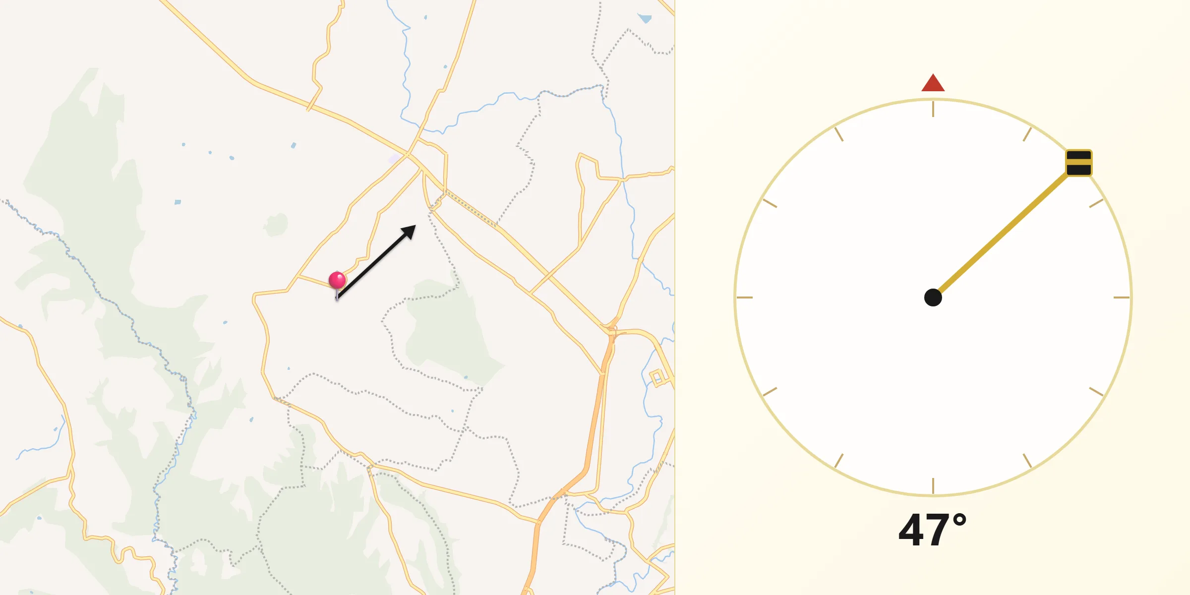 Dirección de la Qibla desde San Simón Tlatlahuquitepec
