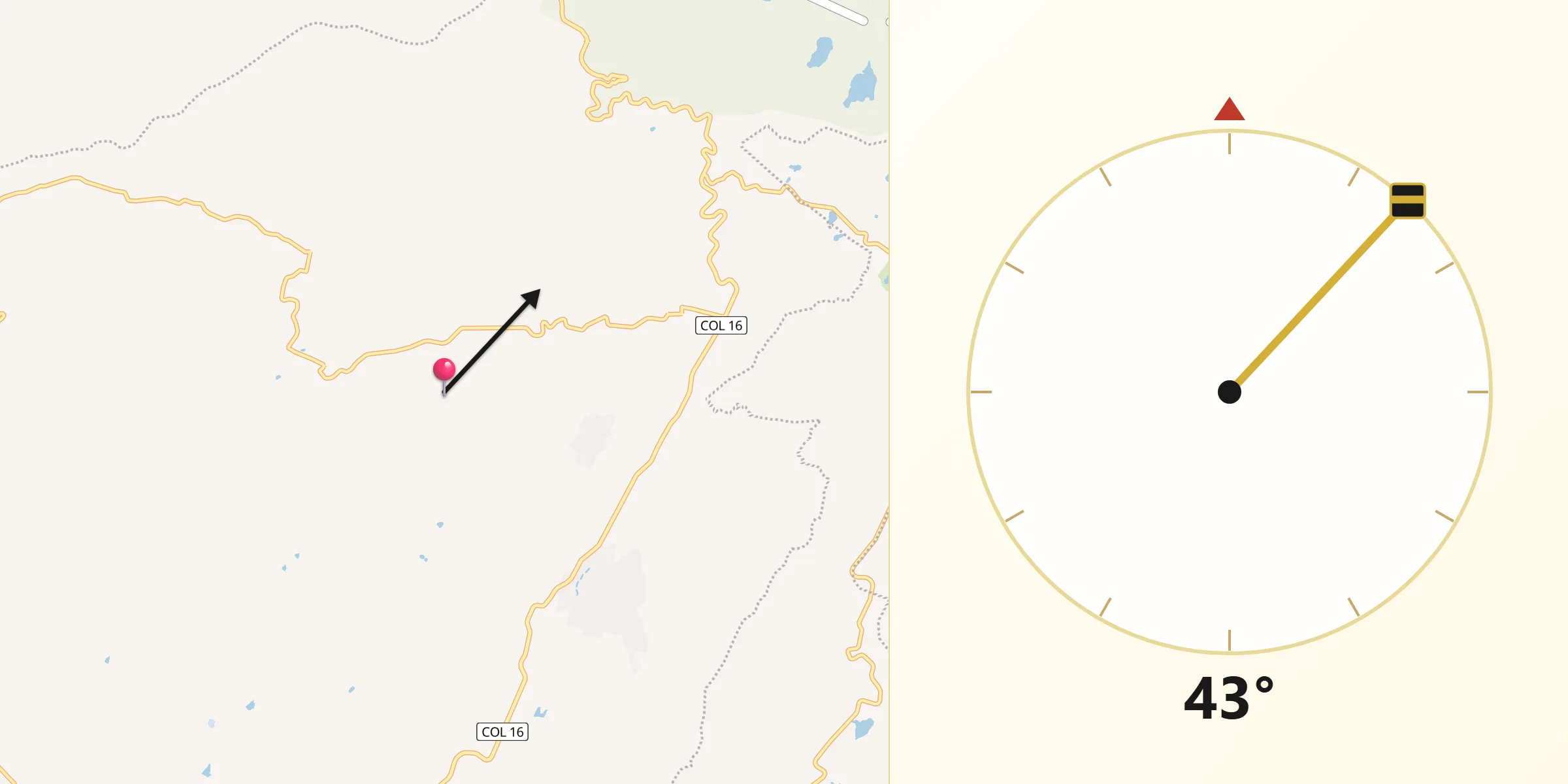 Dirección de la Qibla desde Tolimán