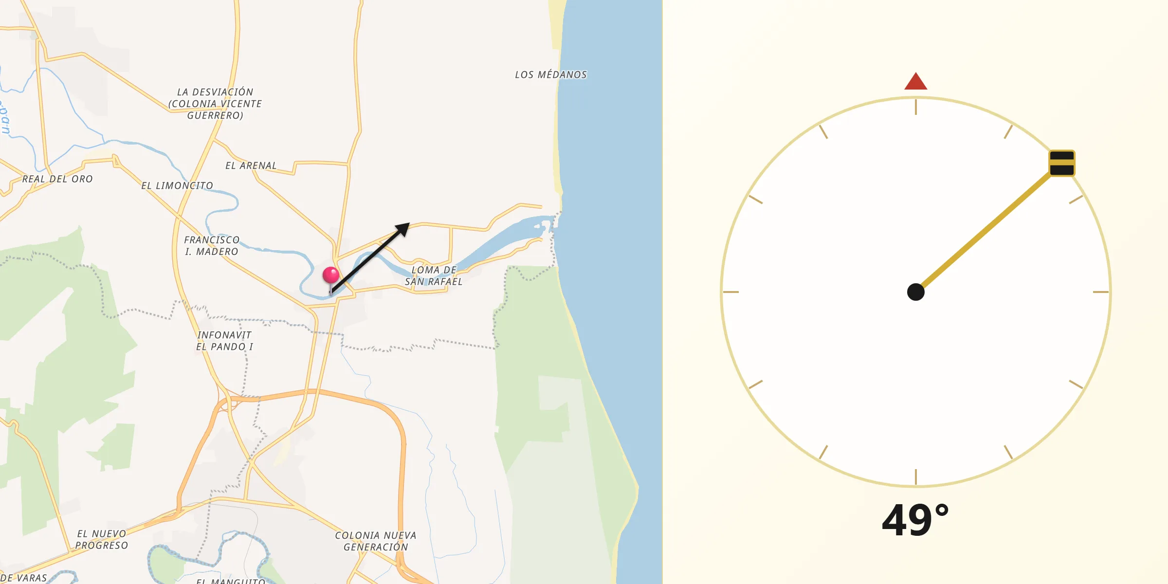 Dirección de la Qibla desde Úrsulo Galván