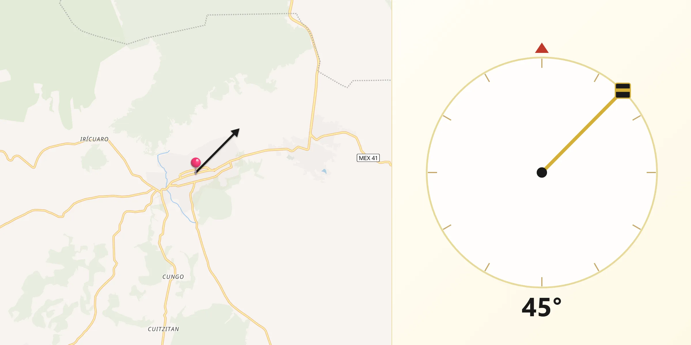 Dirección de la Qibla desde Santa Clara del Cobre