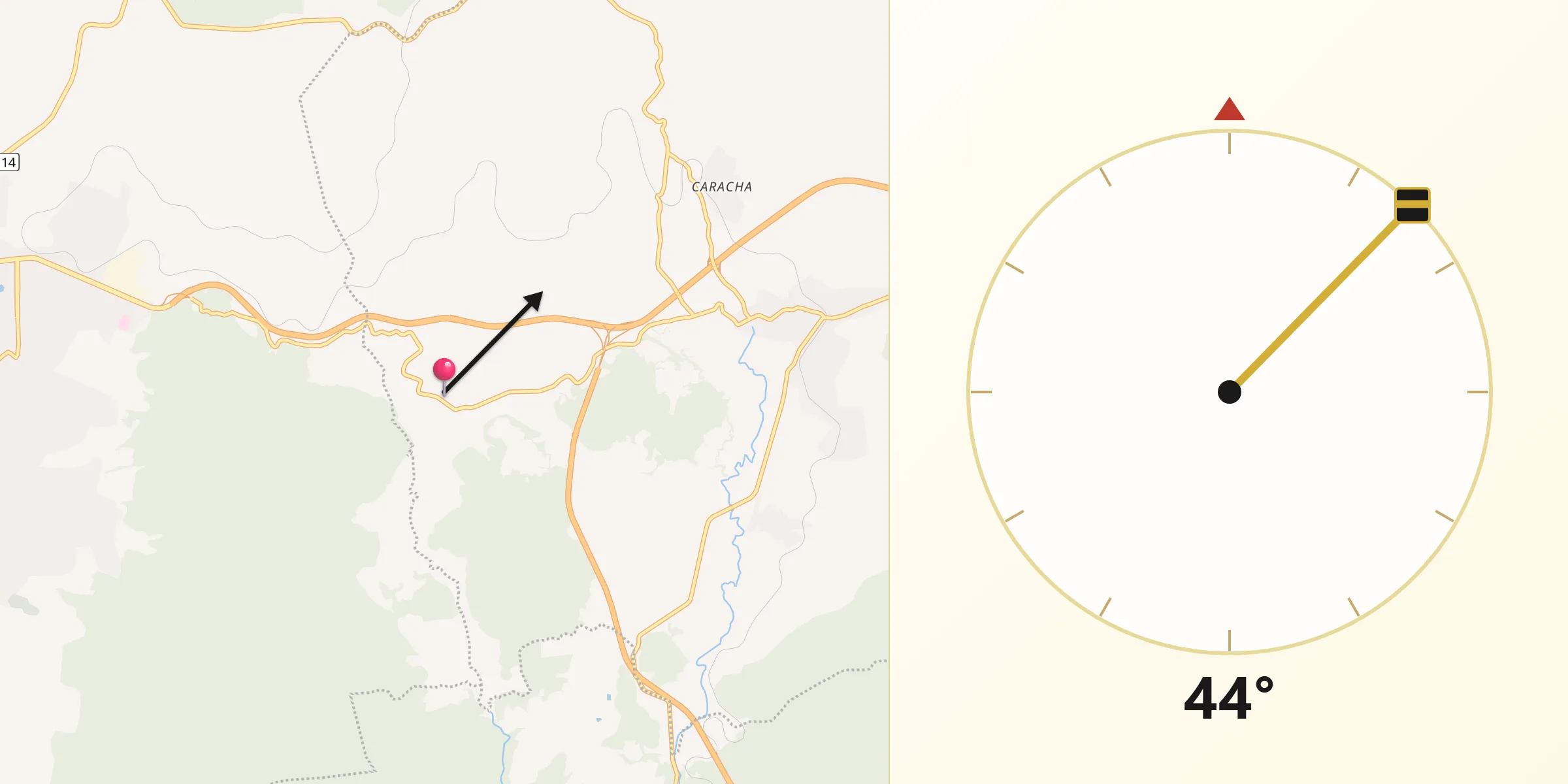Dirección de la Qibla desde Zirimícuaro