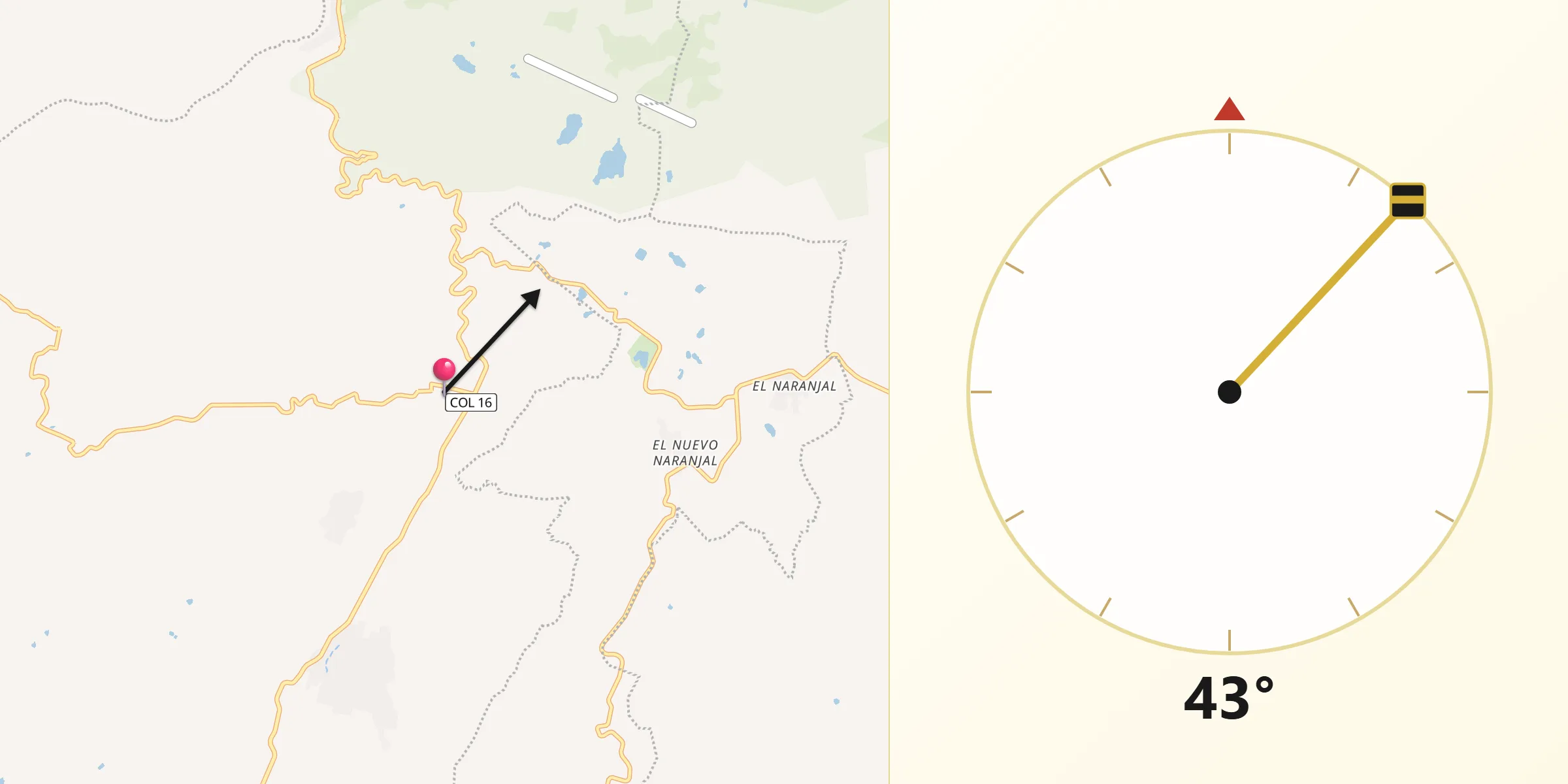 Dirección de la Qibla desde Cofradía de Suchitlán