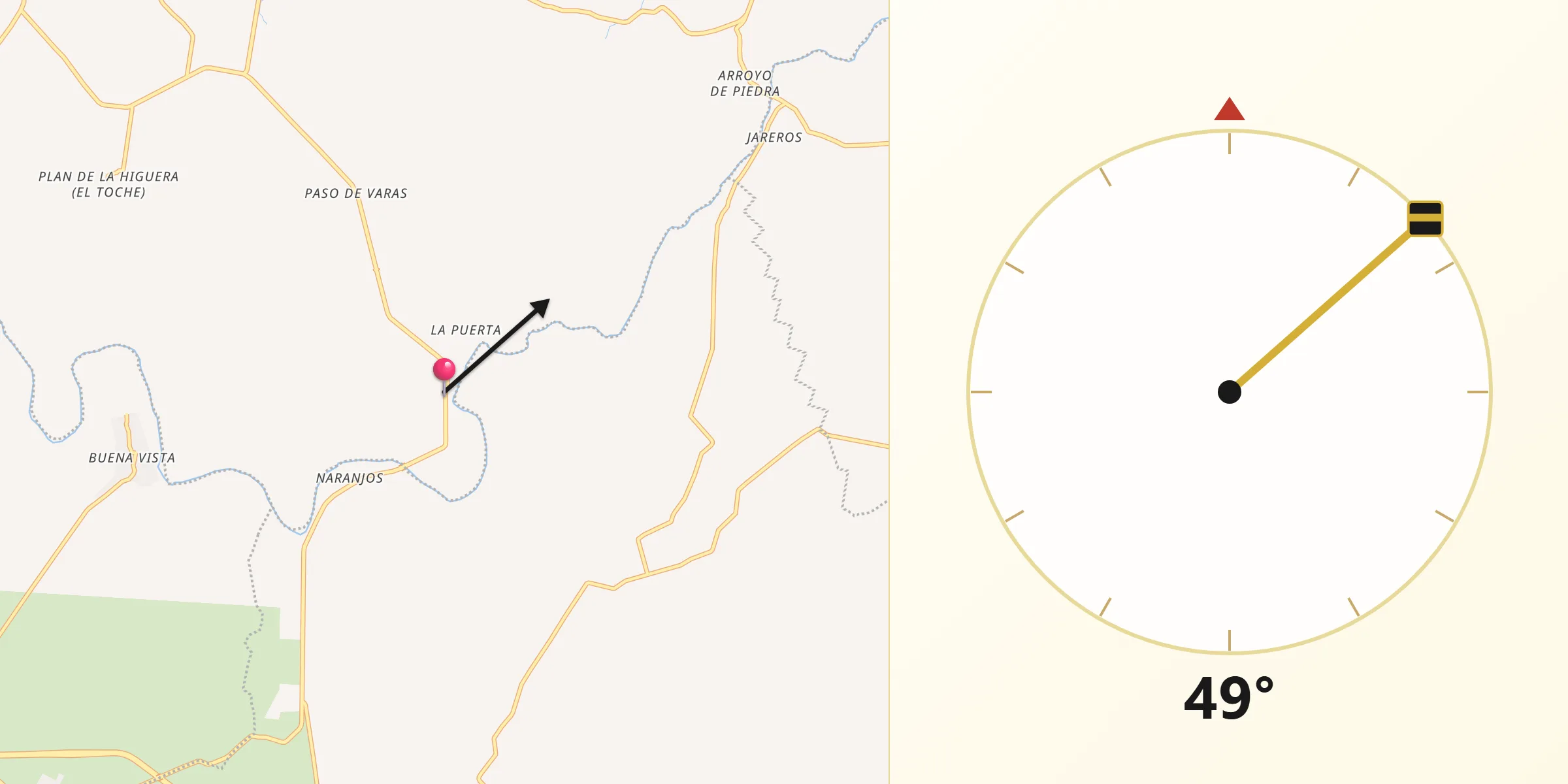 Dirección de la Qibla desde Los Ídolos