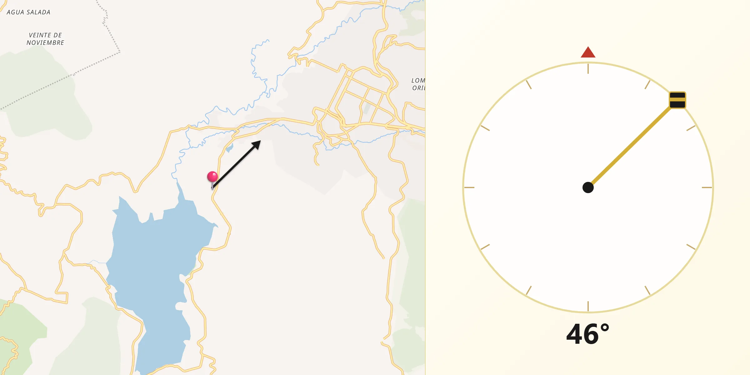 Dirección de la Qibla desde La Encarnación