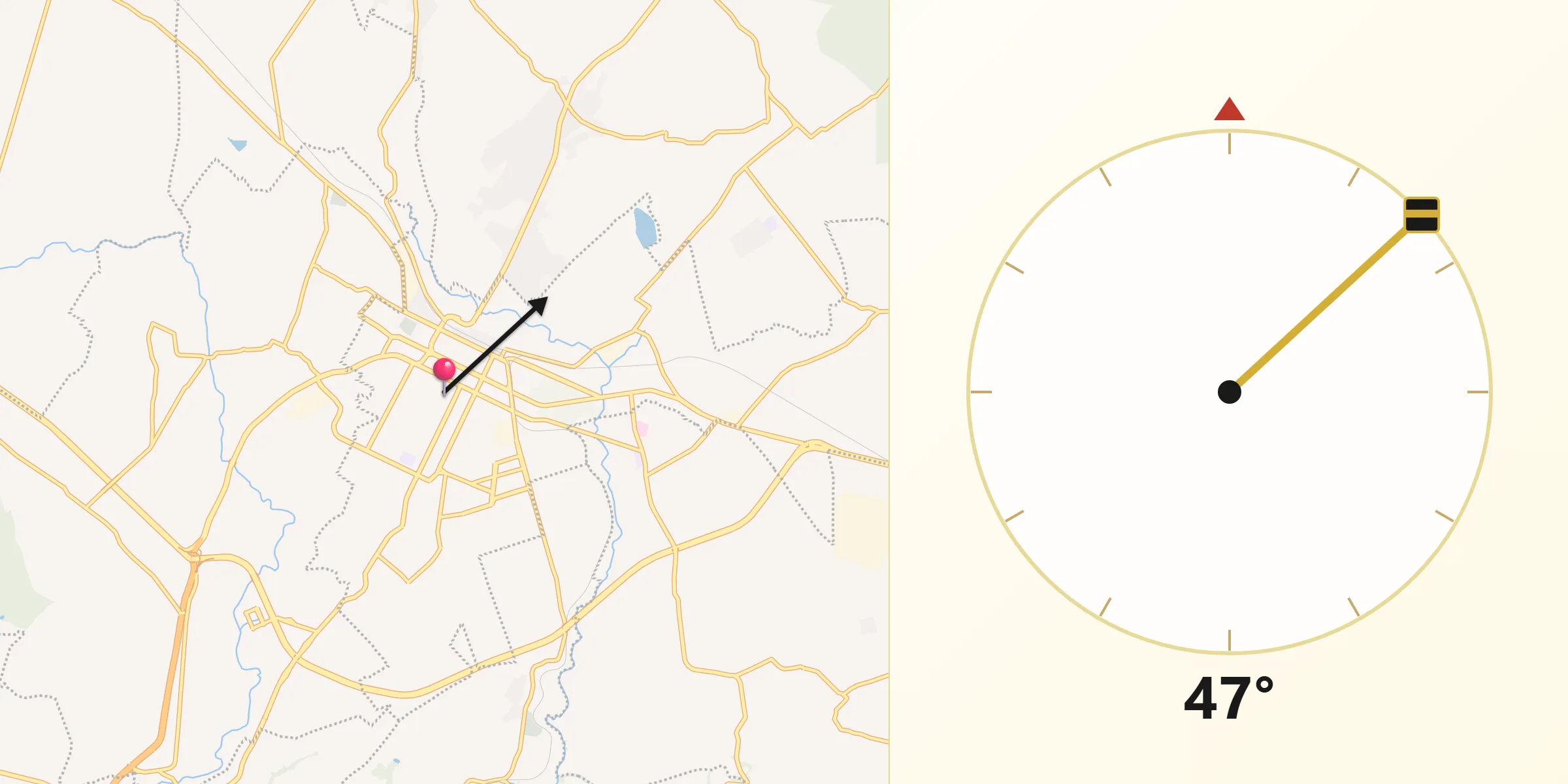 Dirección de la Qibla desde Ciudad de Apizaco