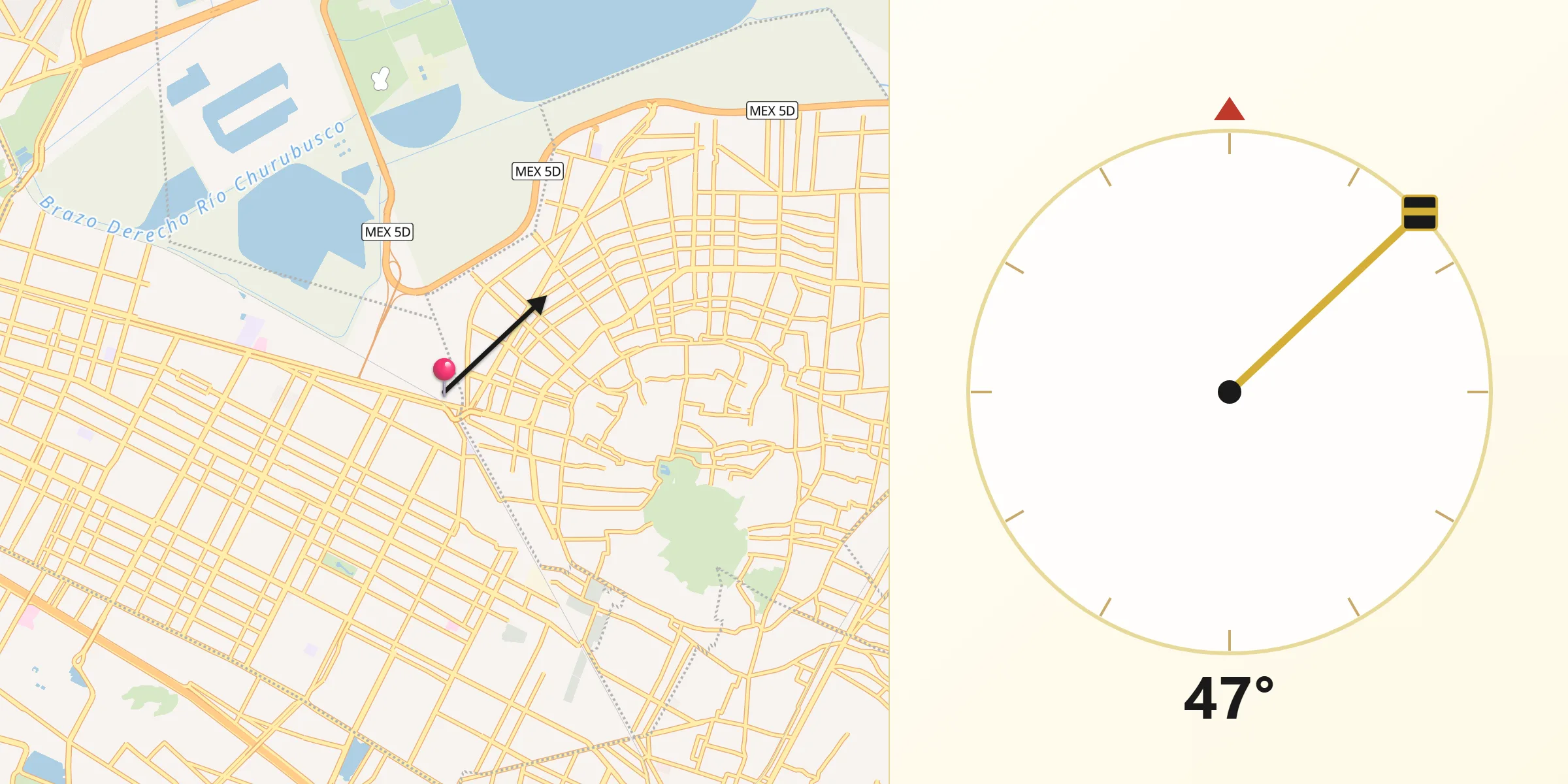 Dirección de la Qibla desde Polígonos