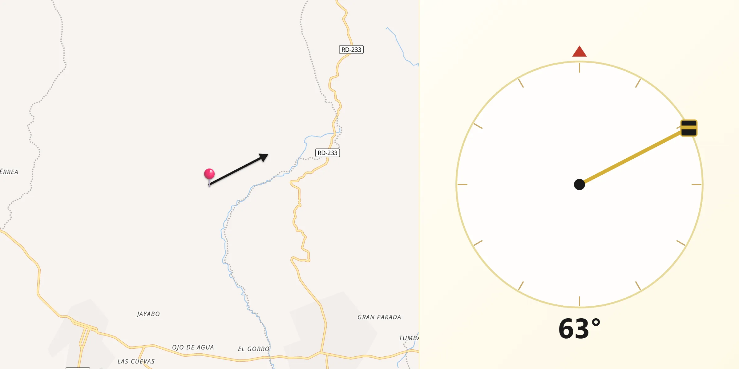 Dirección de la Qibla desde Salcedo