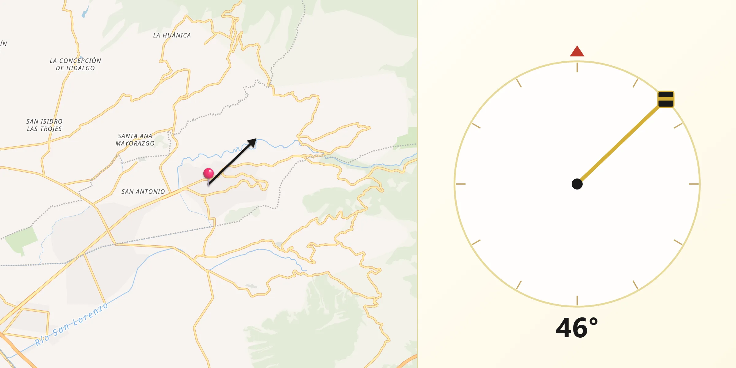 Dirección de la Qibla desde Santa María Zolotepec