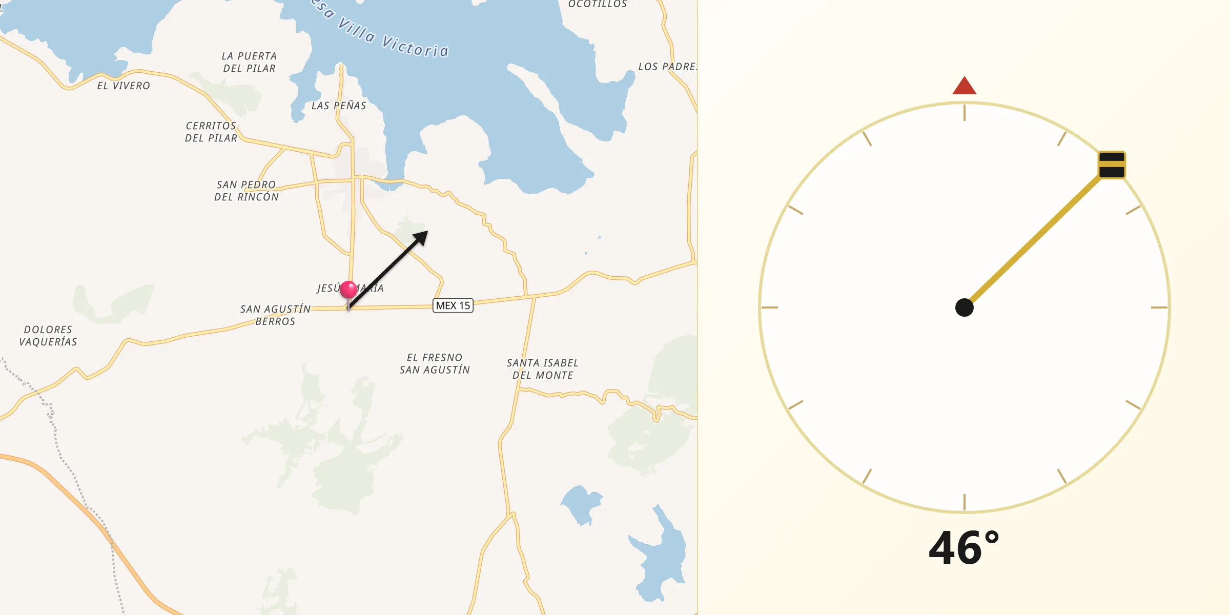 Dirección de la Qibla desde Jesús María