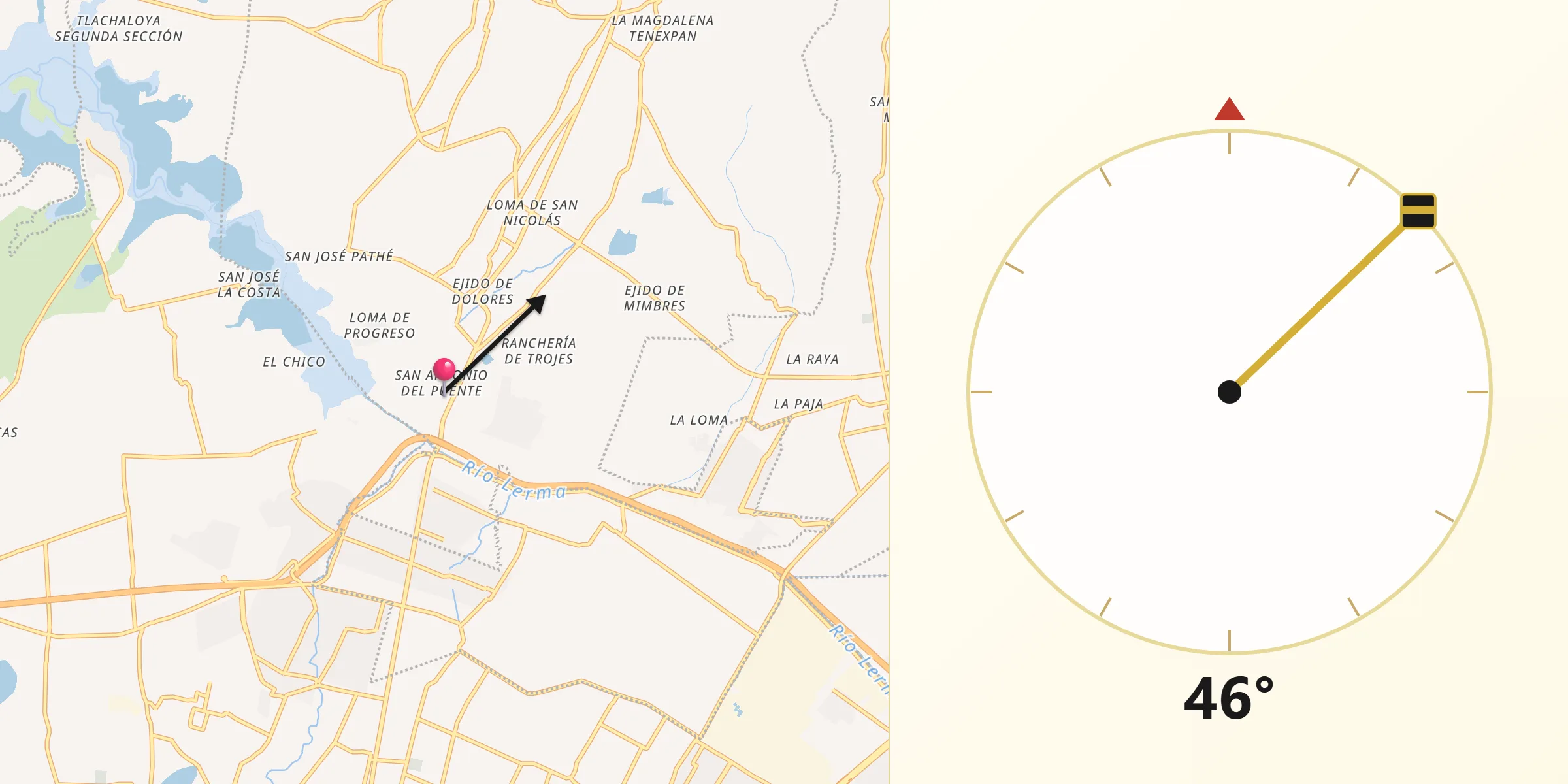 Dirección de la Qibla desde San Antonio del Puente