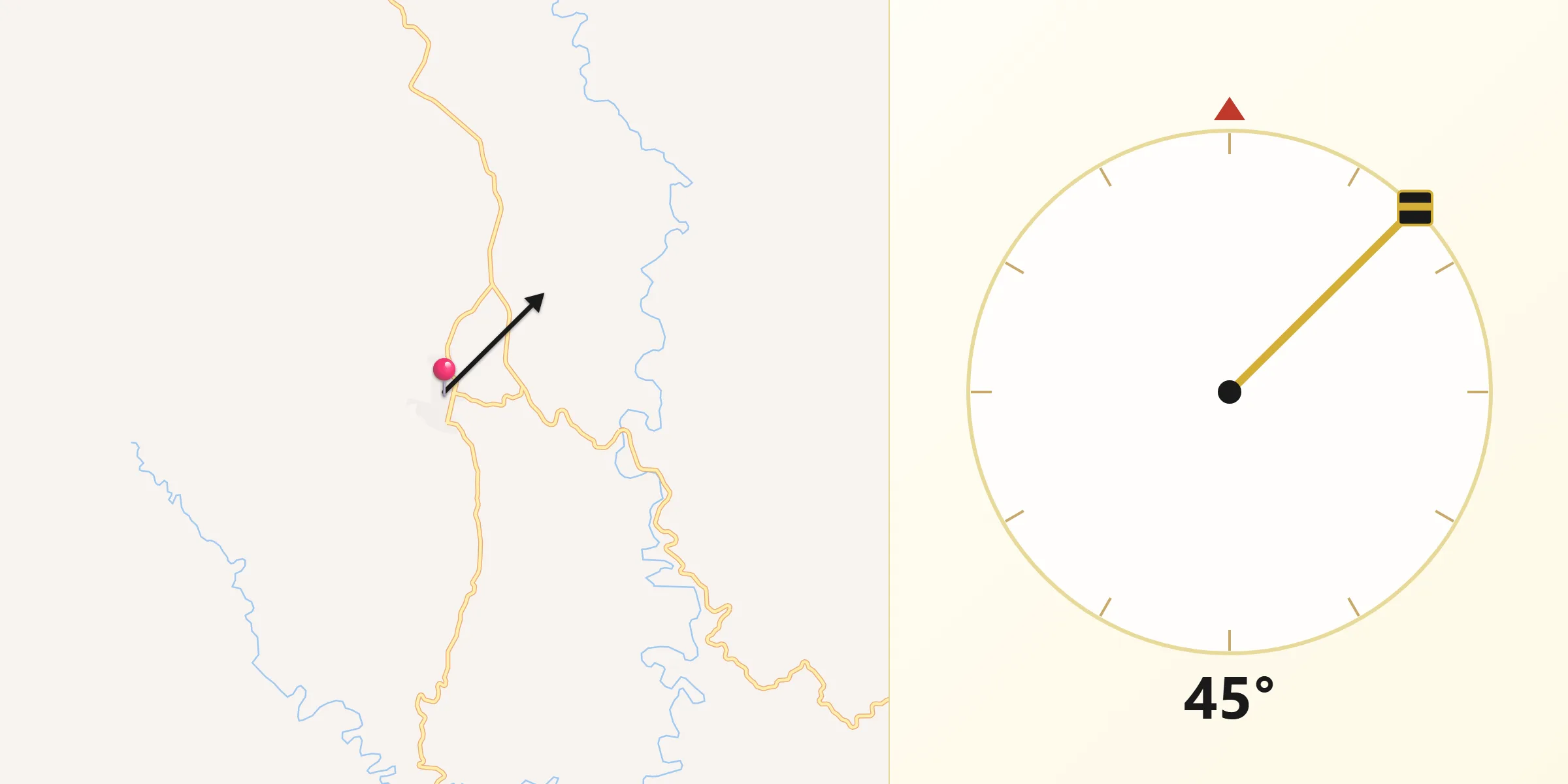 Dirección de la Qibla desde Tafetán