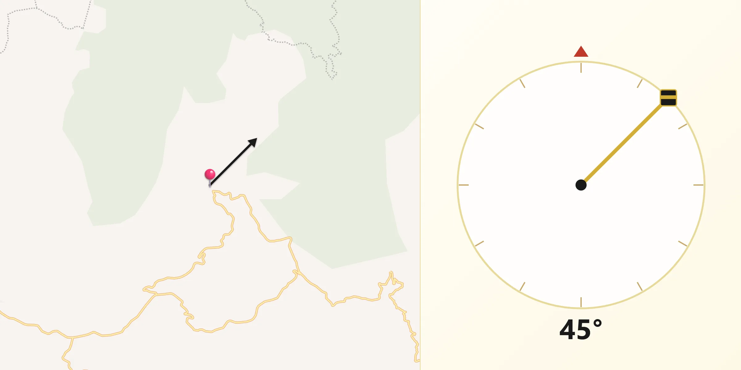 Dirección de la Qibla desde Etúcuaro