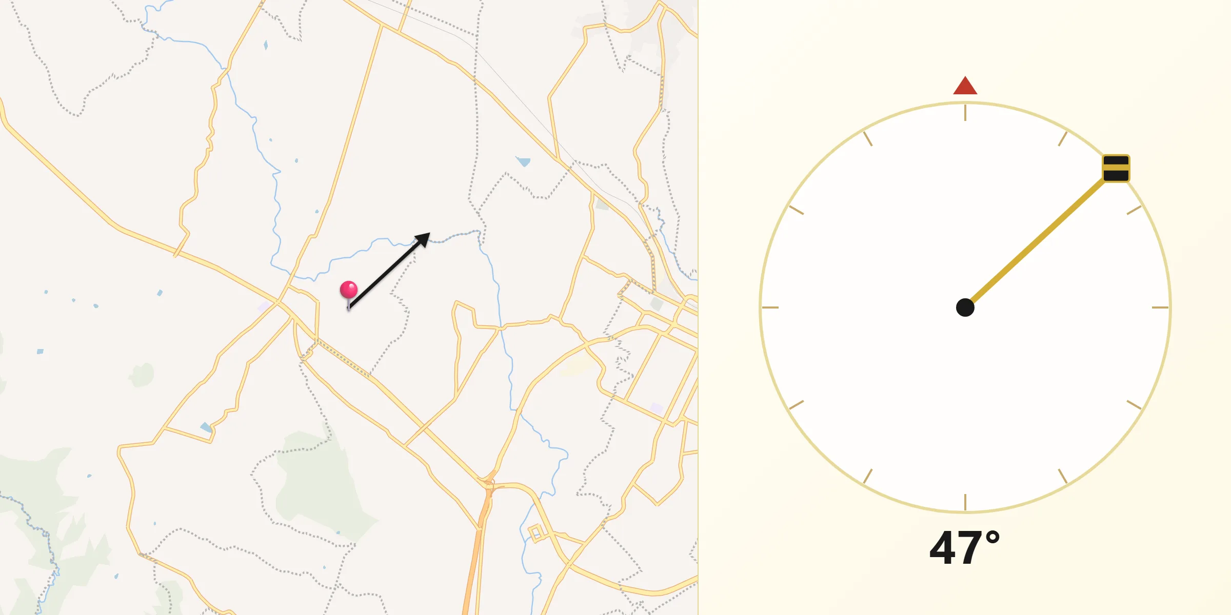 Dirección de la Qibla desde Topilco de Juárez