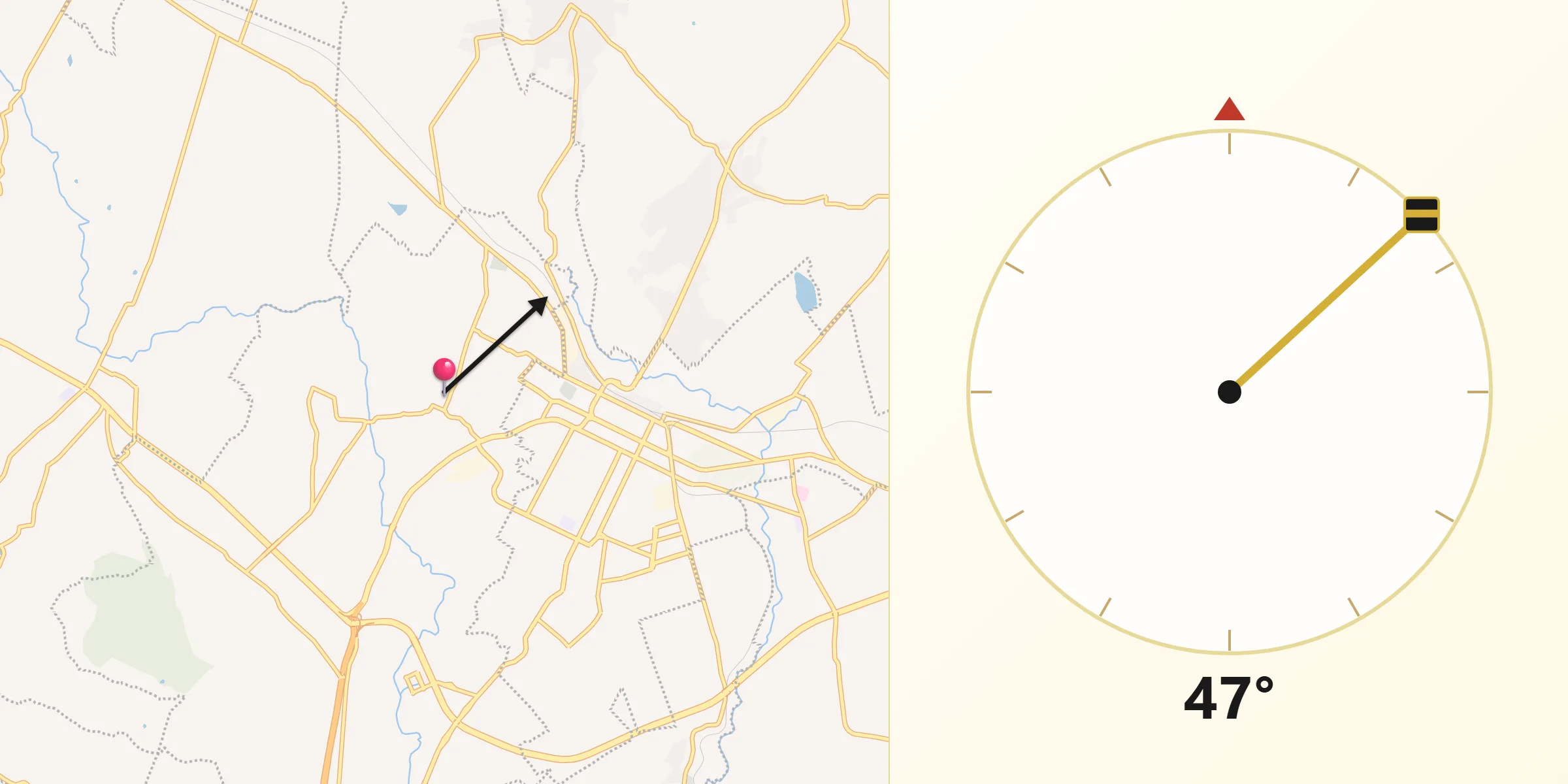 Dirección de la Qibla desde Zimatepec