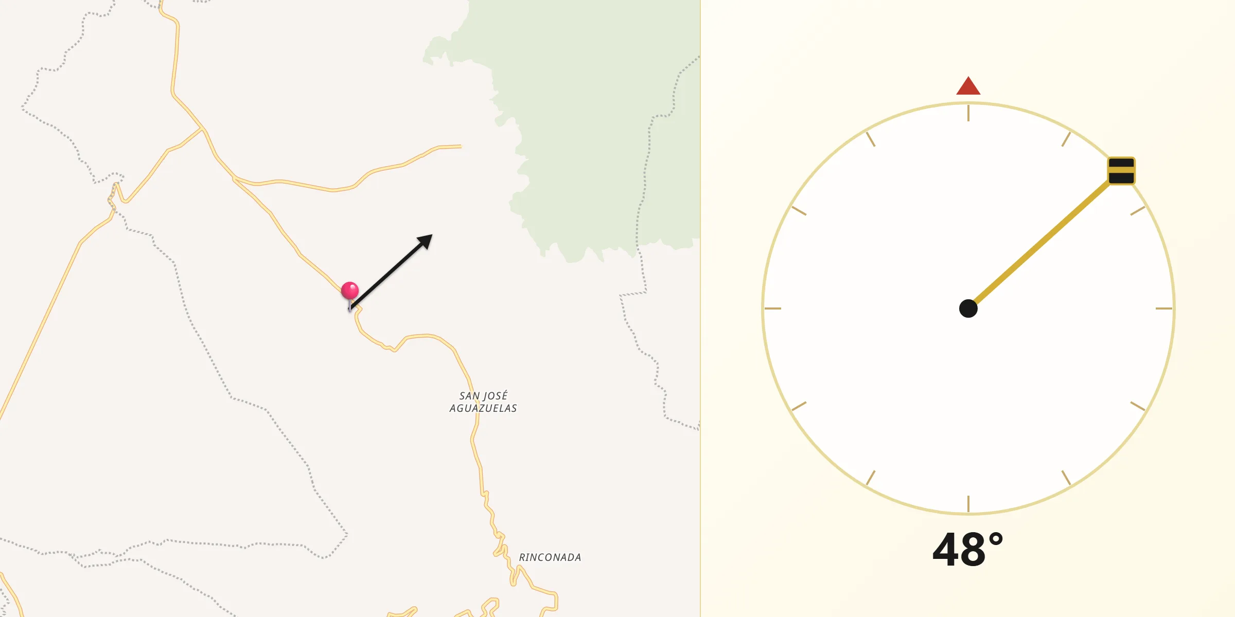 Dirección de la Qibla desde El Triunfo