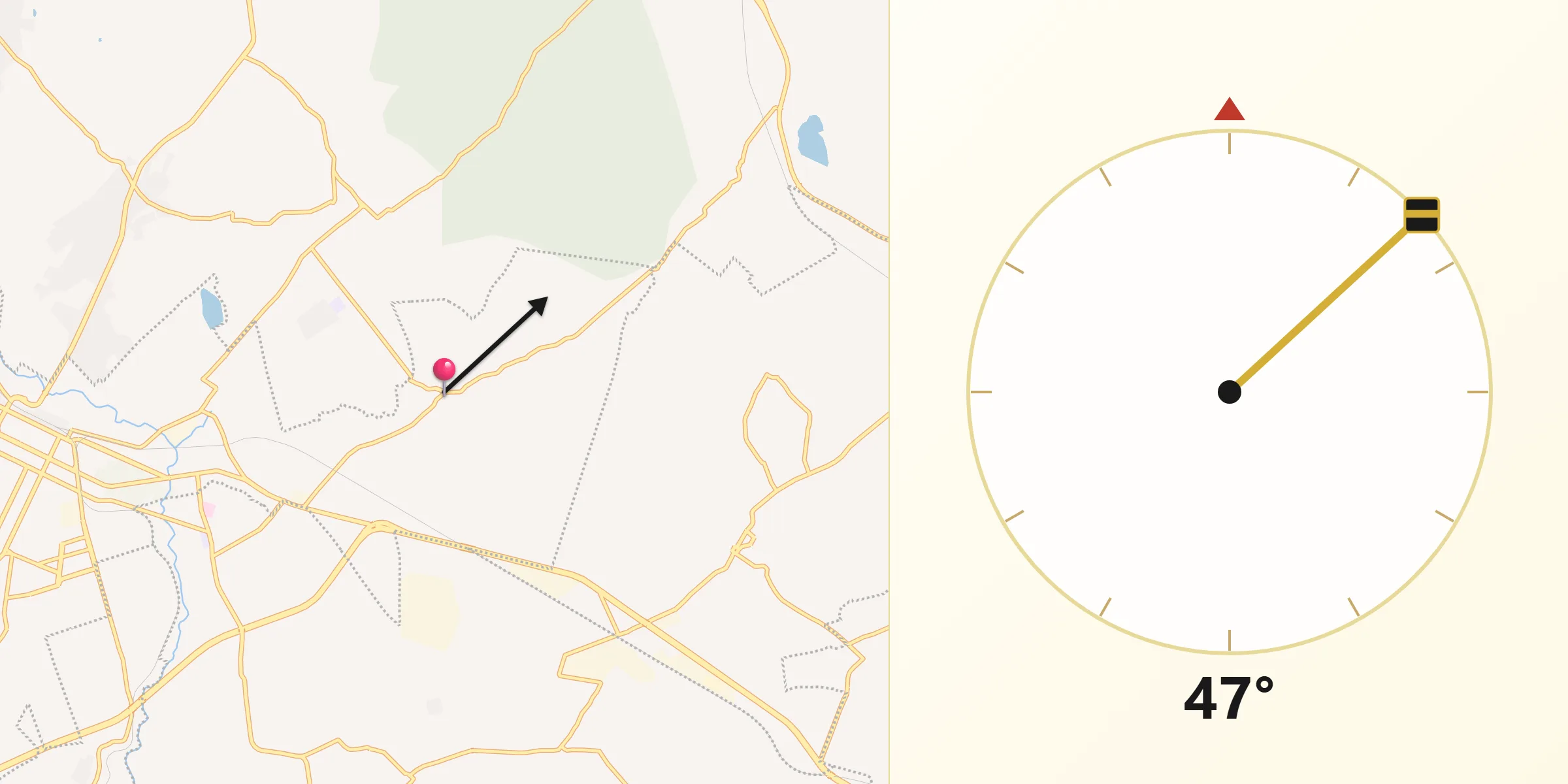 Dirección de la Qibla desde Santa María Texcalac