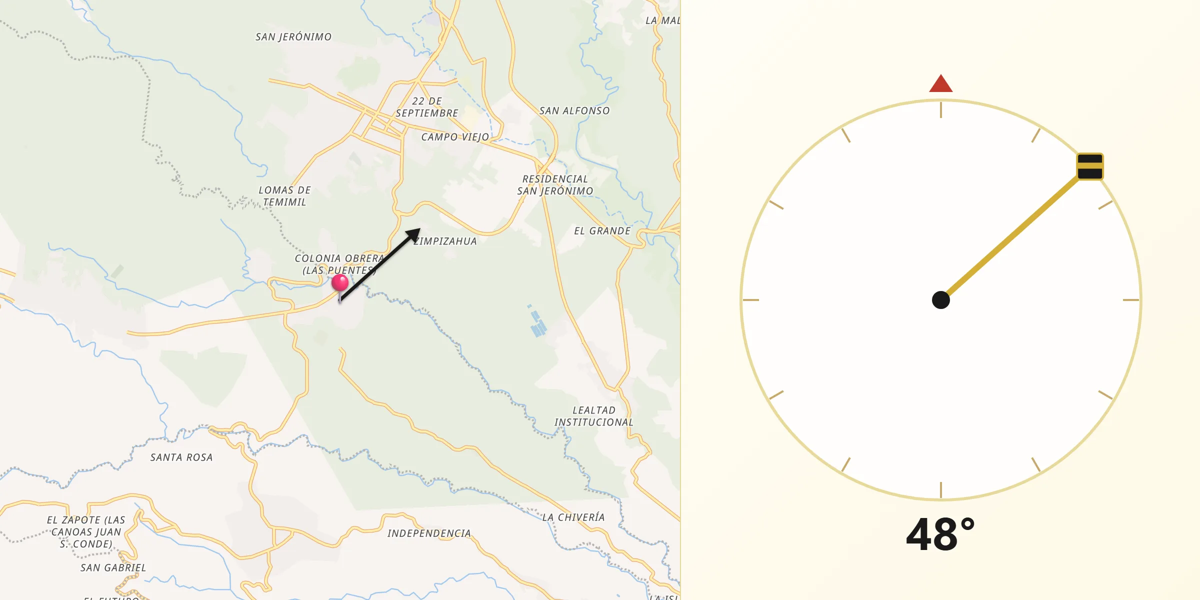 Dirección de la Qibla desde San Marcos de León