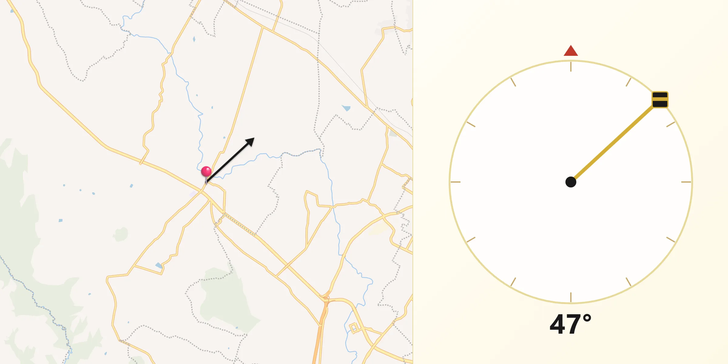 Dirección de la Qibla desde Xaltocan