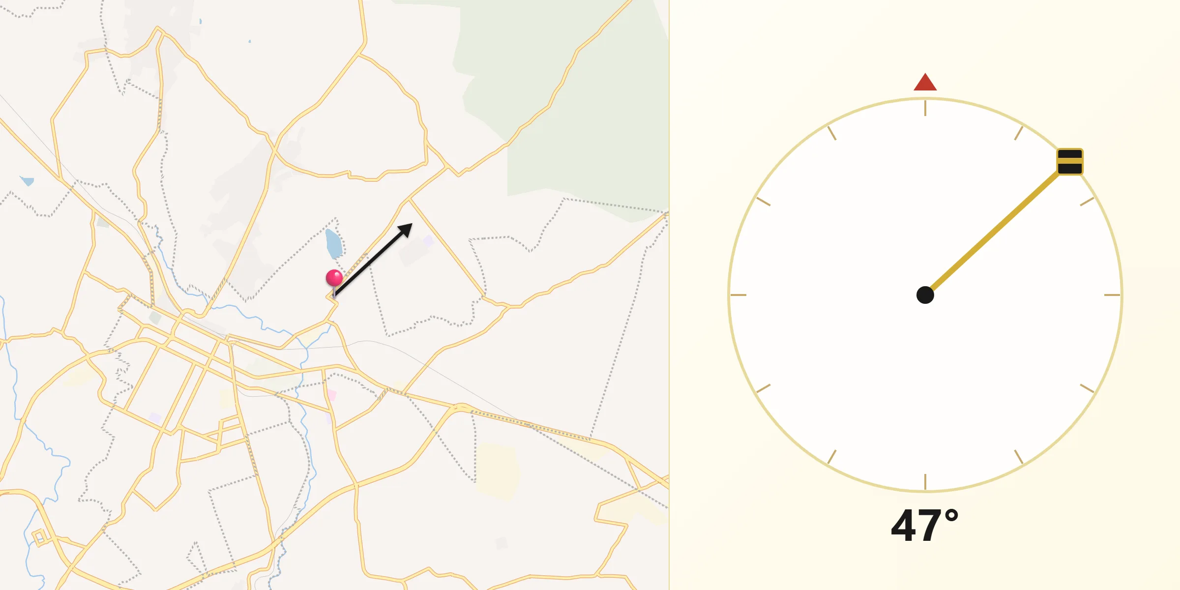 Dirección de la Qibla desde San Luis Apizaquito