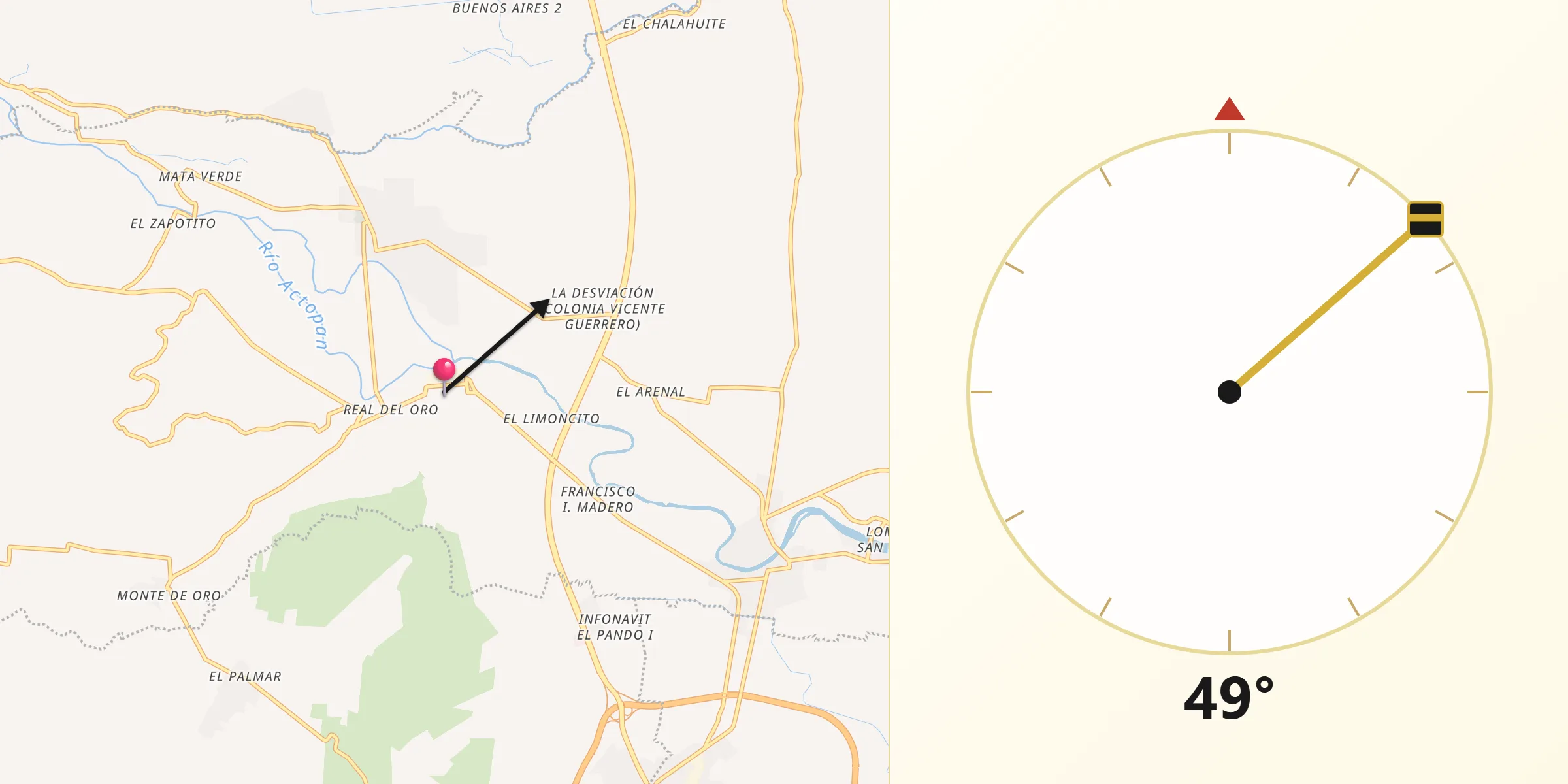 Dirección de la Qibla desde La Gloria