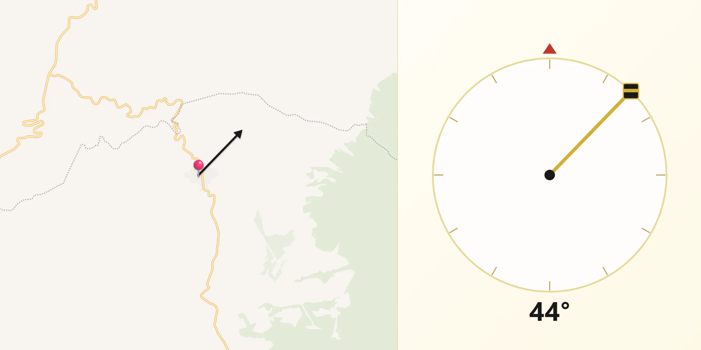Dirección de la Qibla desde Apo