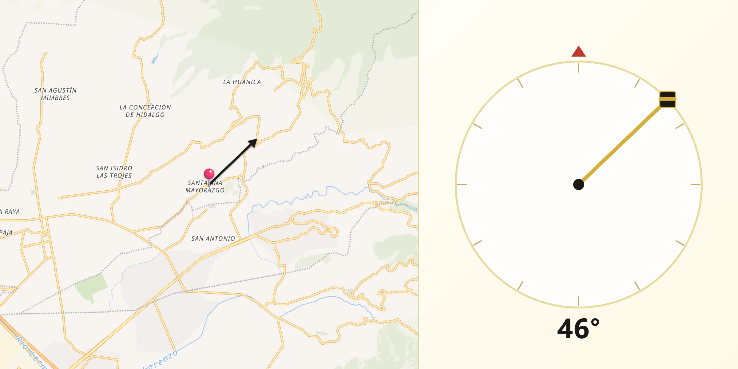 Dirección de la Qibla desde Santa Ana Mayorazgo