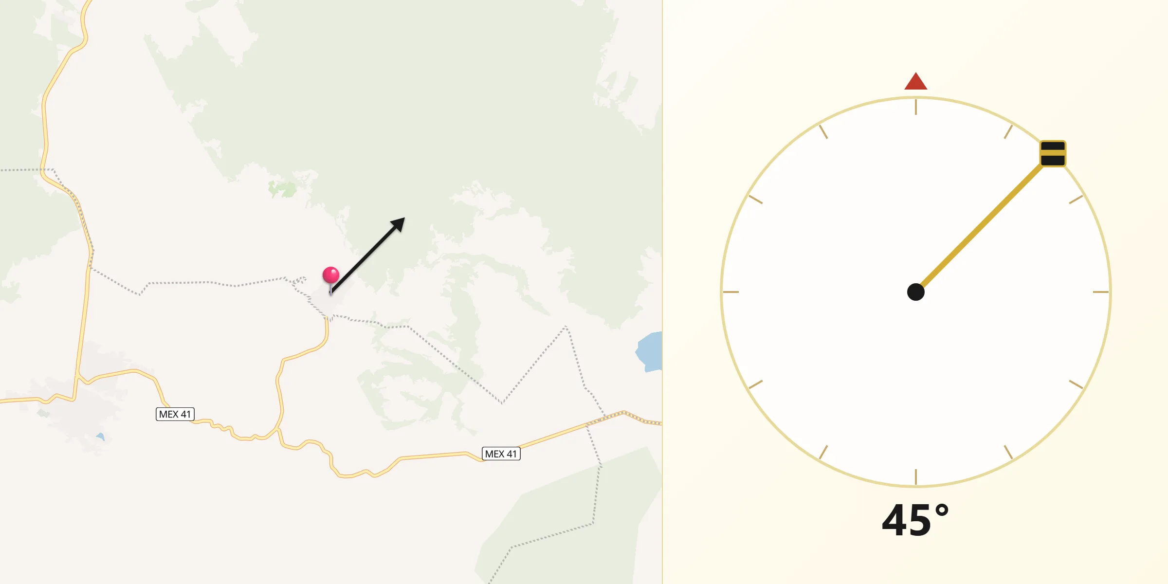 Dirección de la Qibla desde Santa Juana