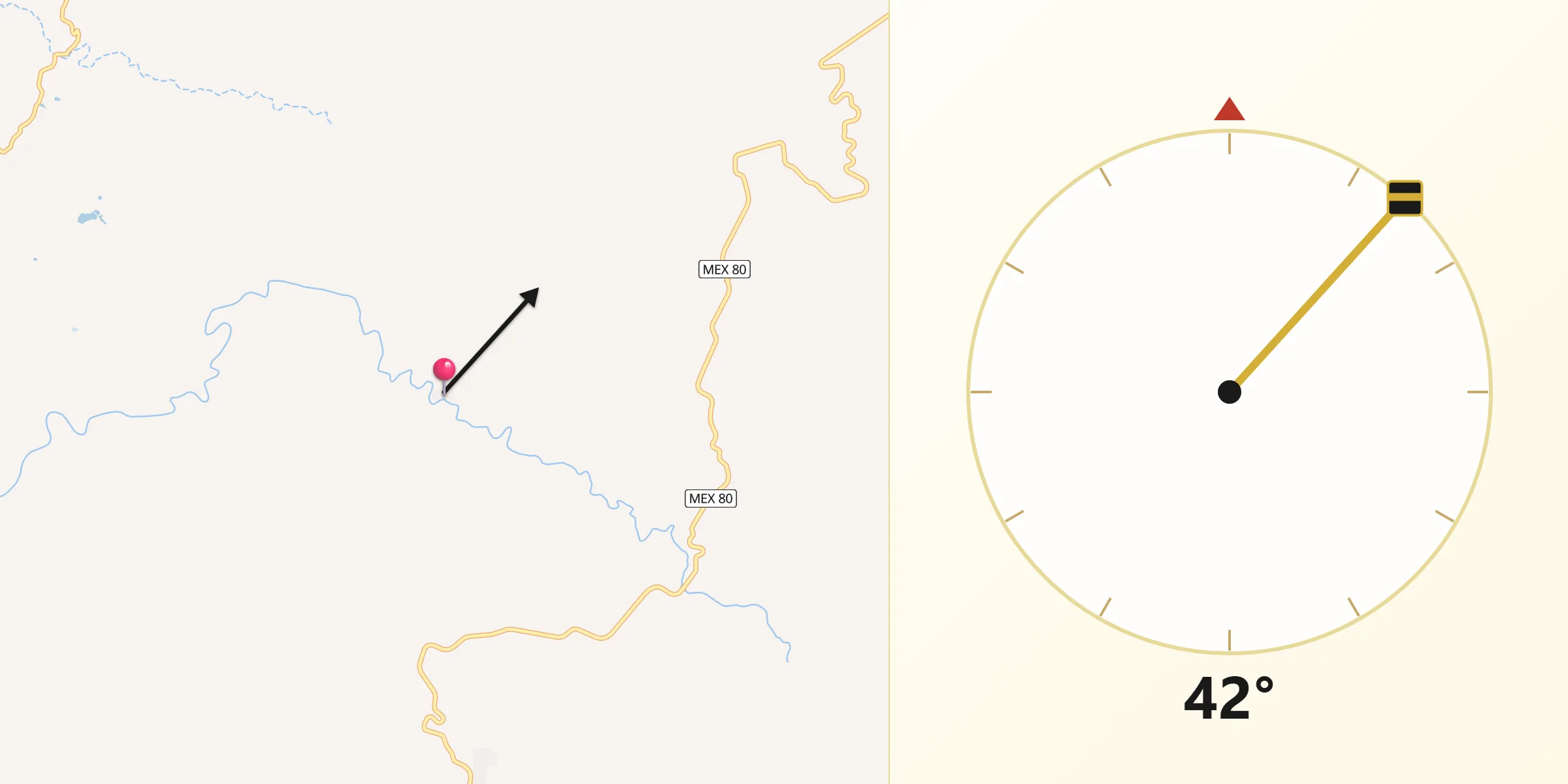 Dirección de la Qibla desde Las Juntas