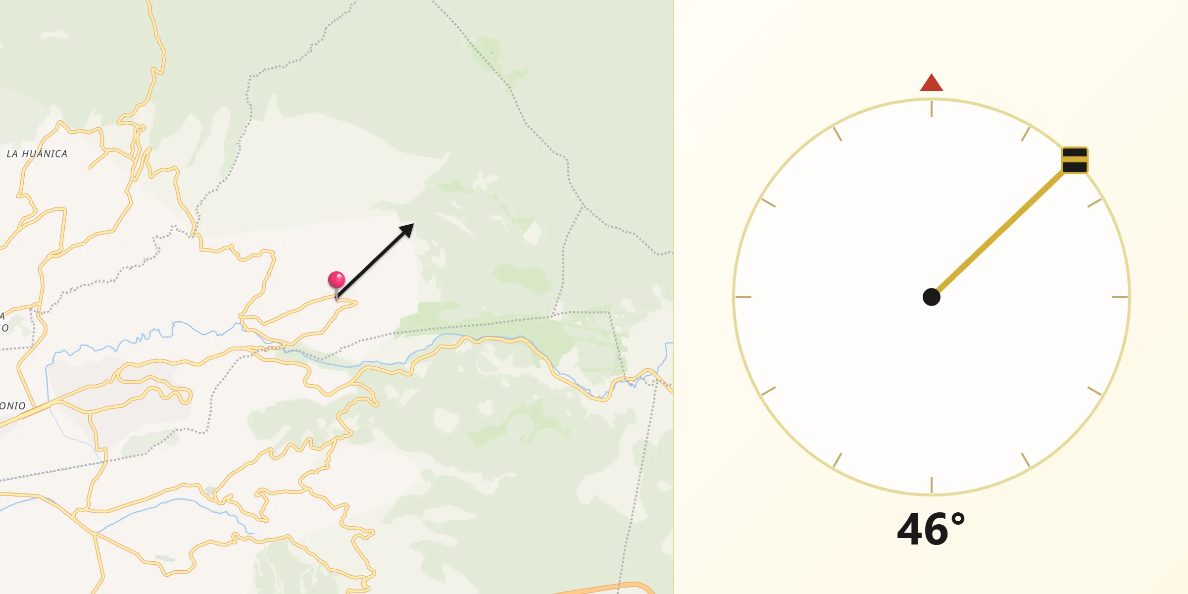 Dirección de la Qibla desde Santiago Tejocotillos