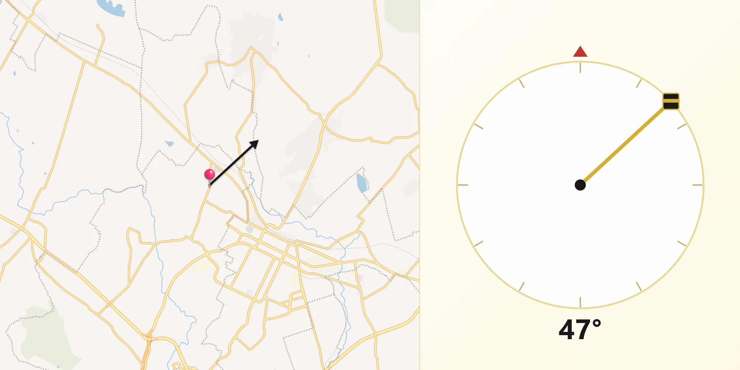 Dirección de la Qibla desde San José Tetel