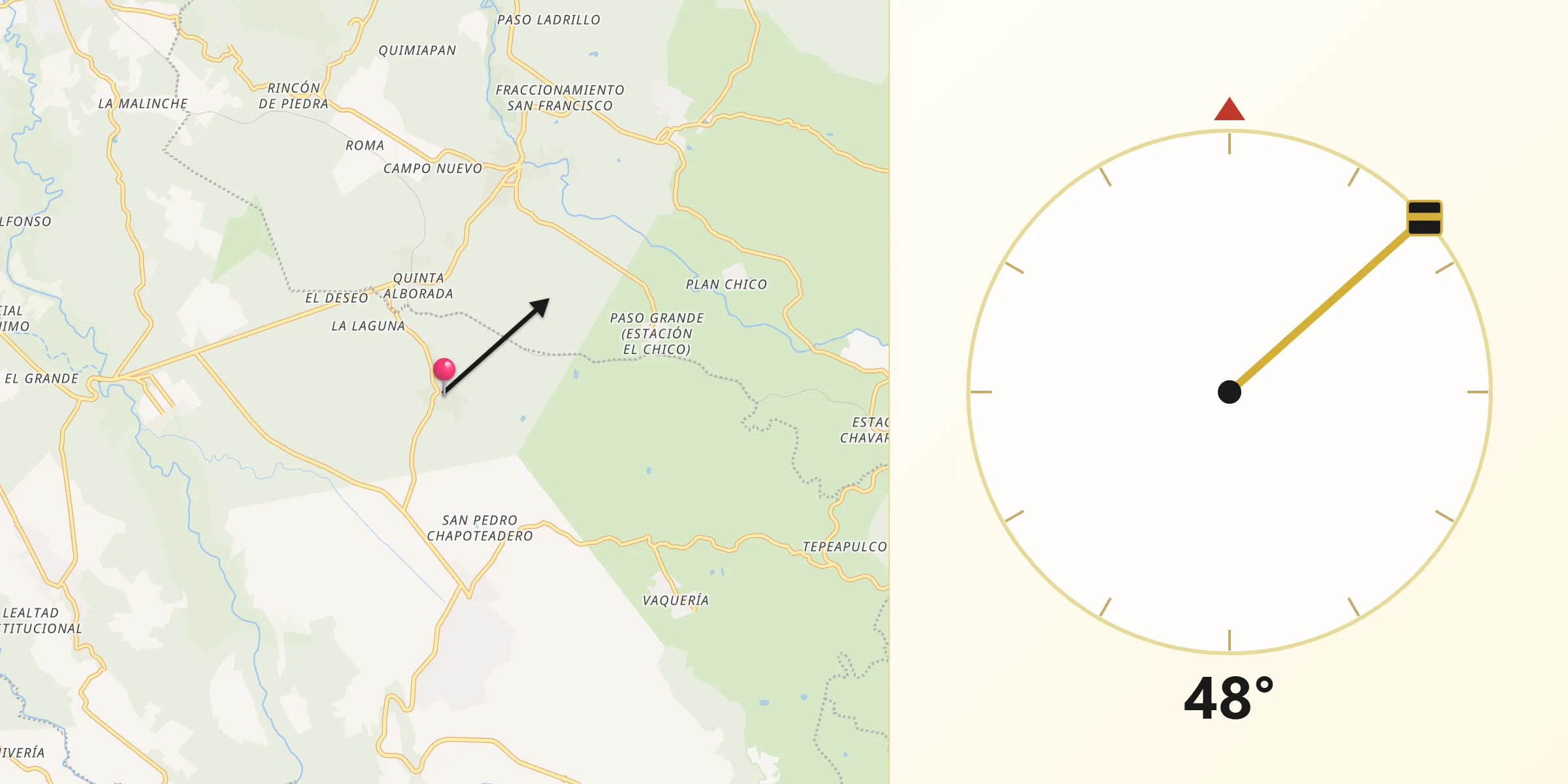 Dirección de la Qibla desde Bella Esperanza