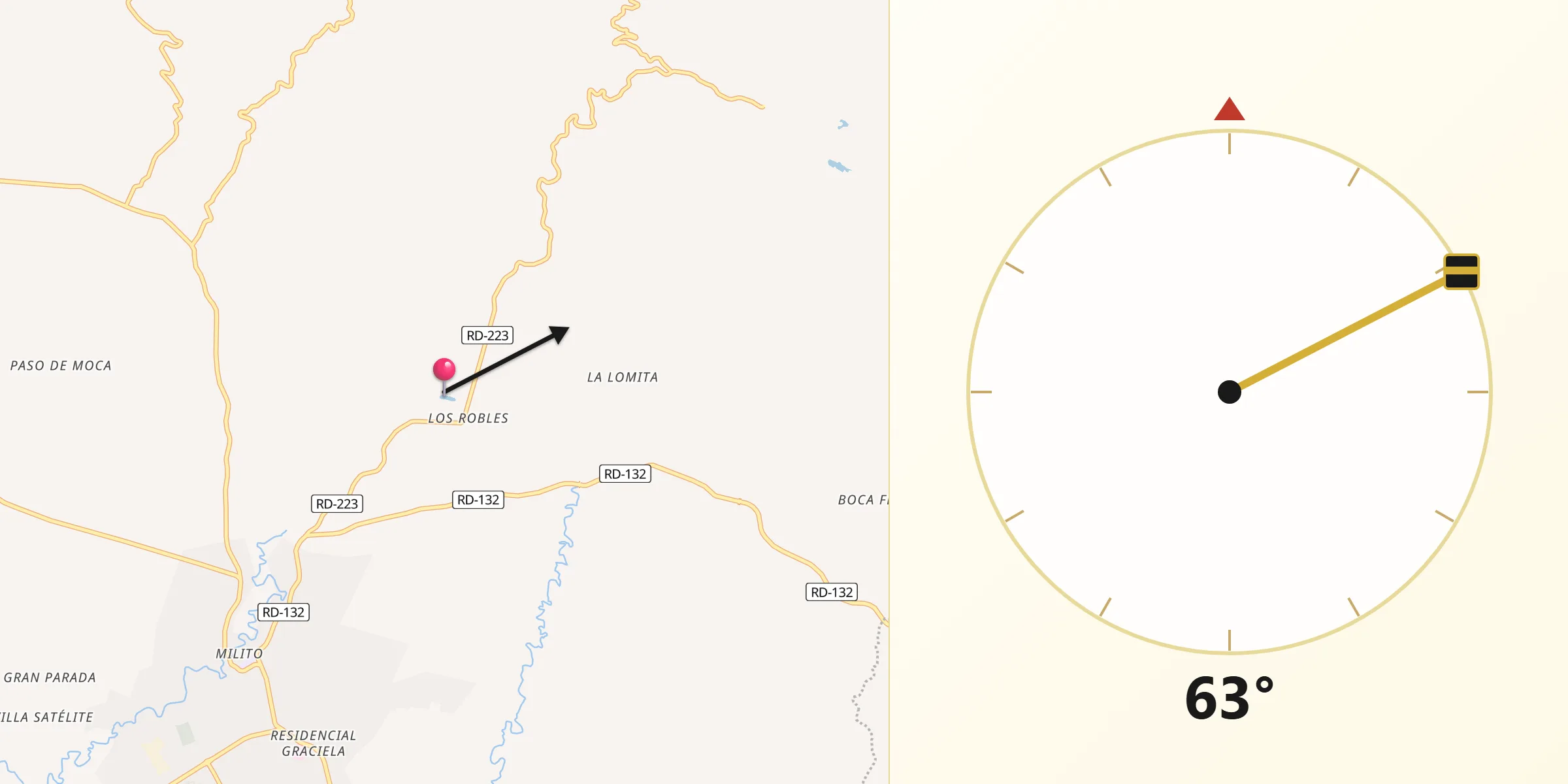 Dirección de la Qibla desde Juan López Abajo