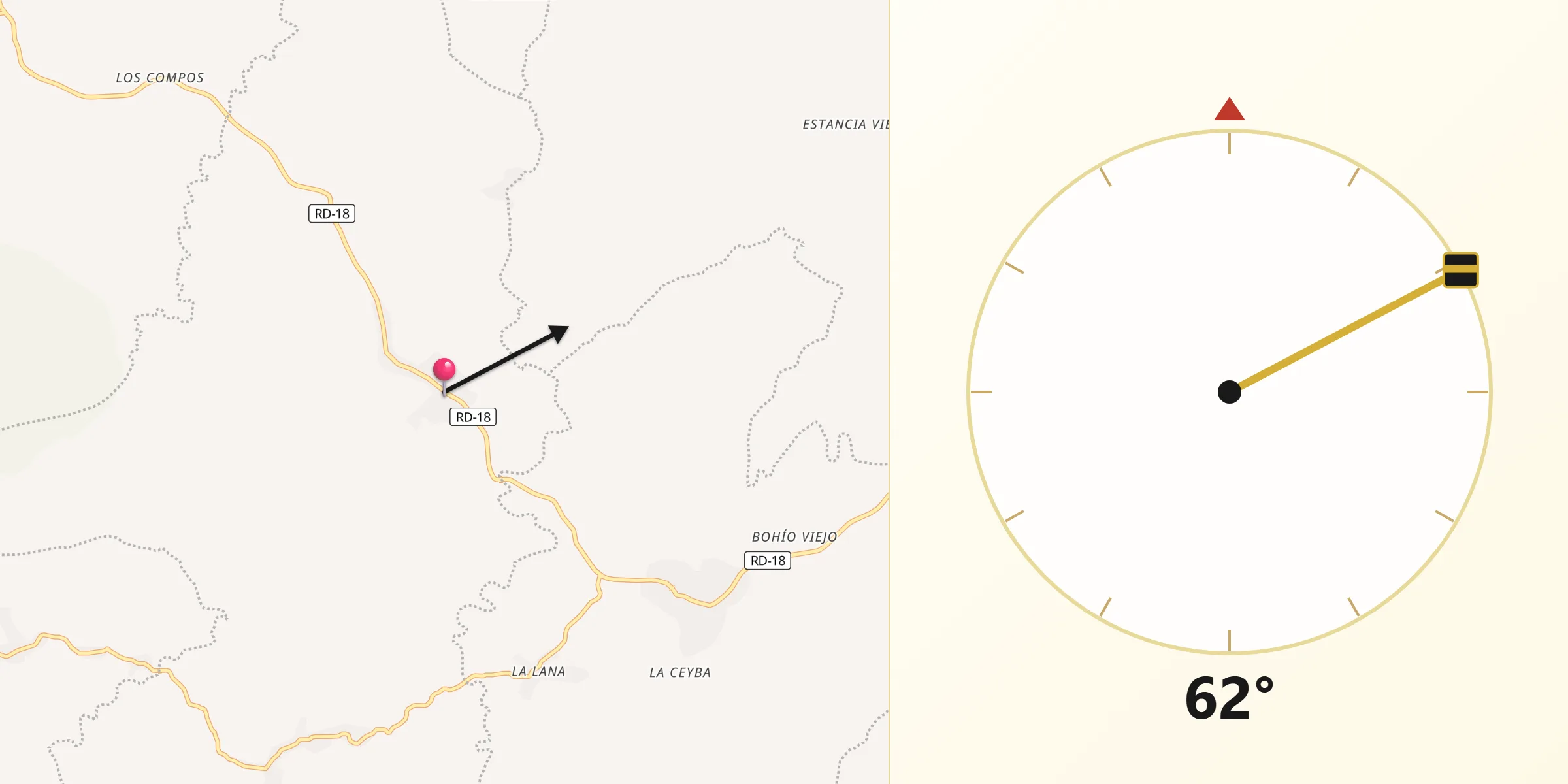 Dirección de la Qibla desde El Pino
