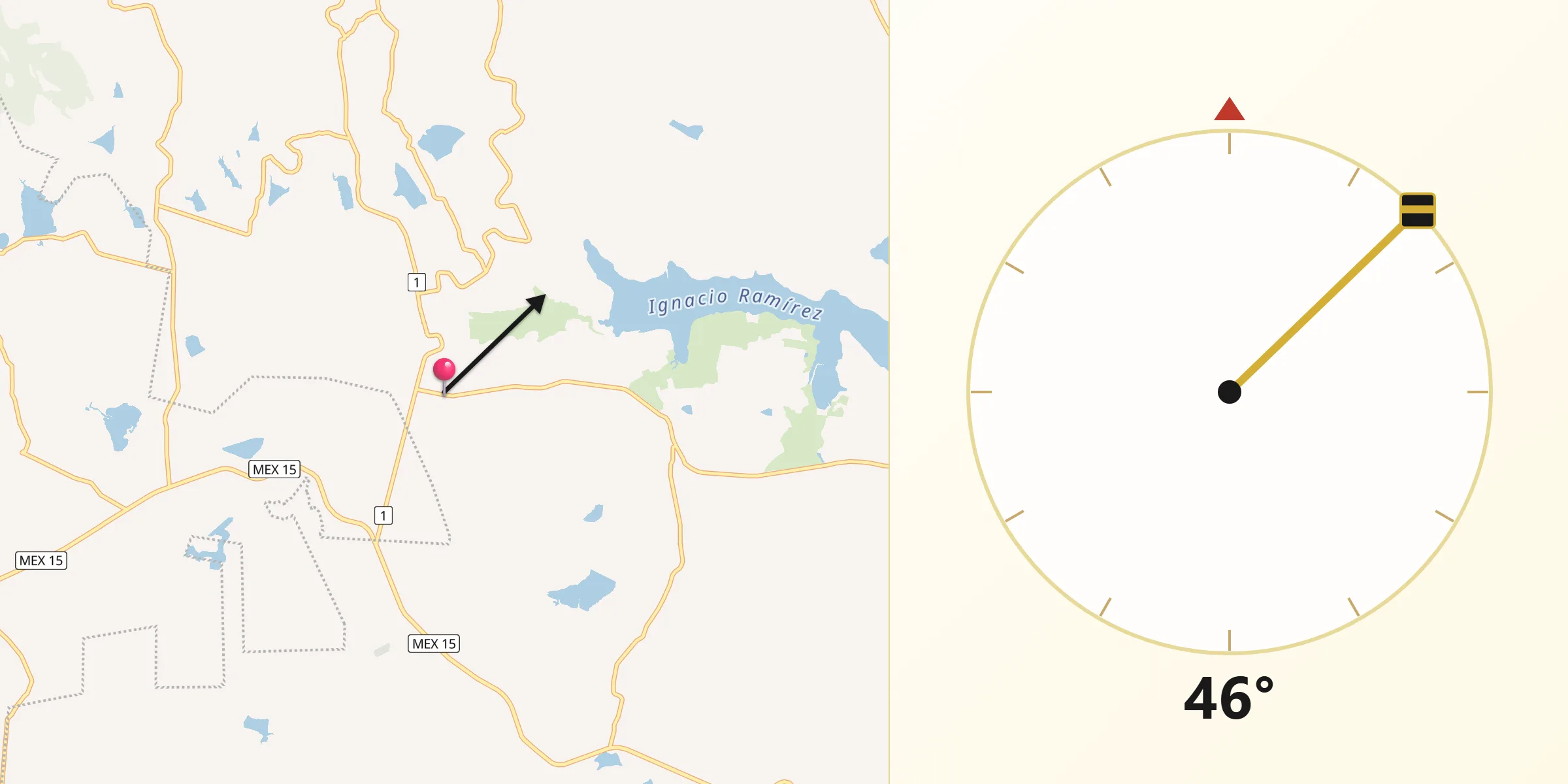 Dirección de la Qibla desde Benito Juárez
