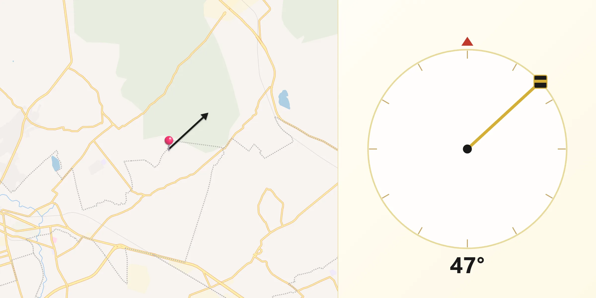Dirección de la Qibla desde Guadalupe Texcalac