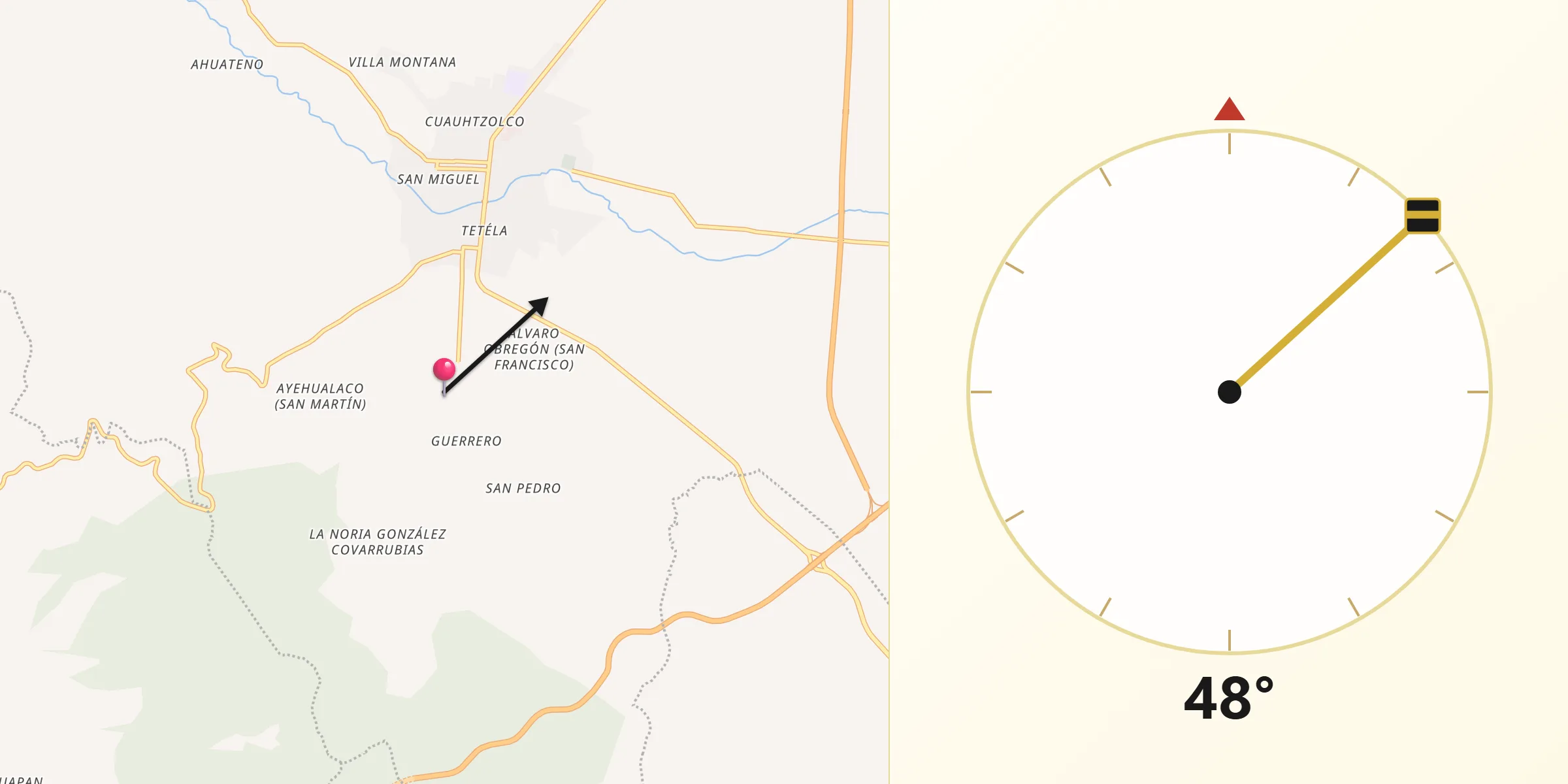 Dirección de la Qibla desde San Carlos