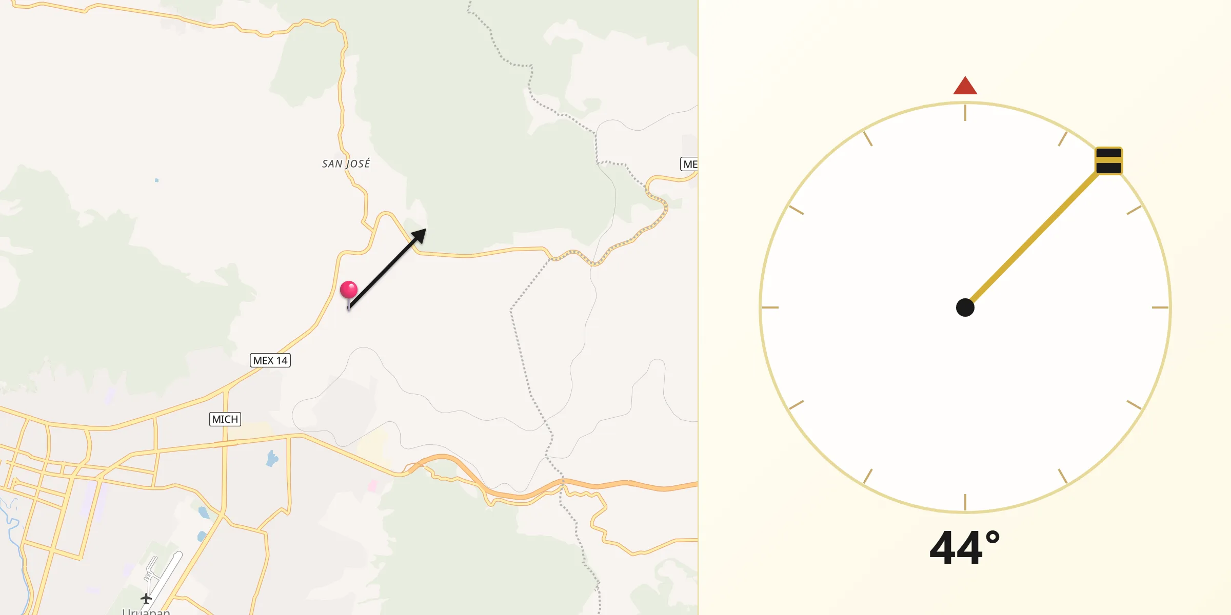 Dirección de la Qibla desde Toreo Bajo (El Toreo Bajo)