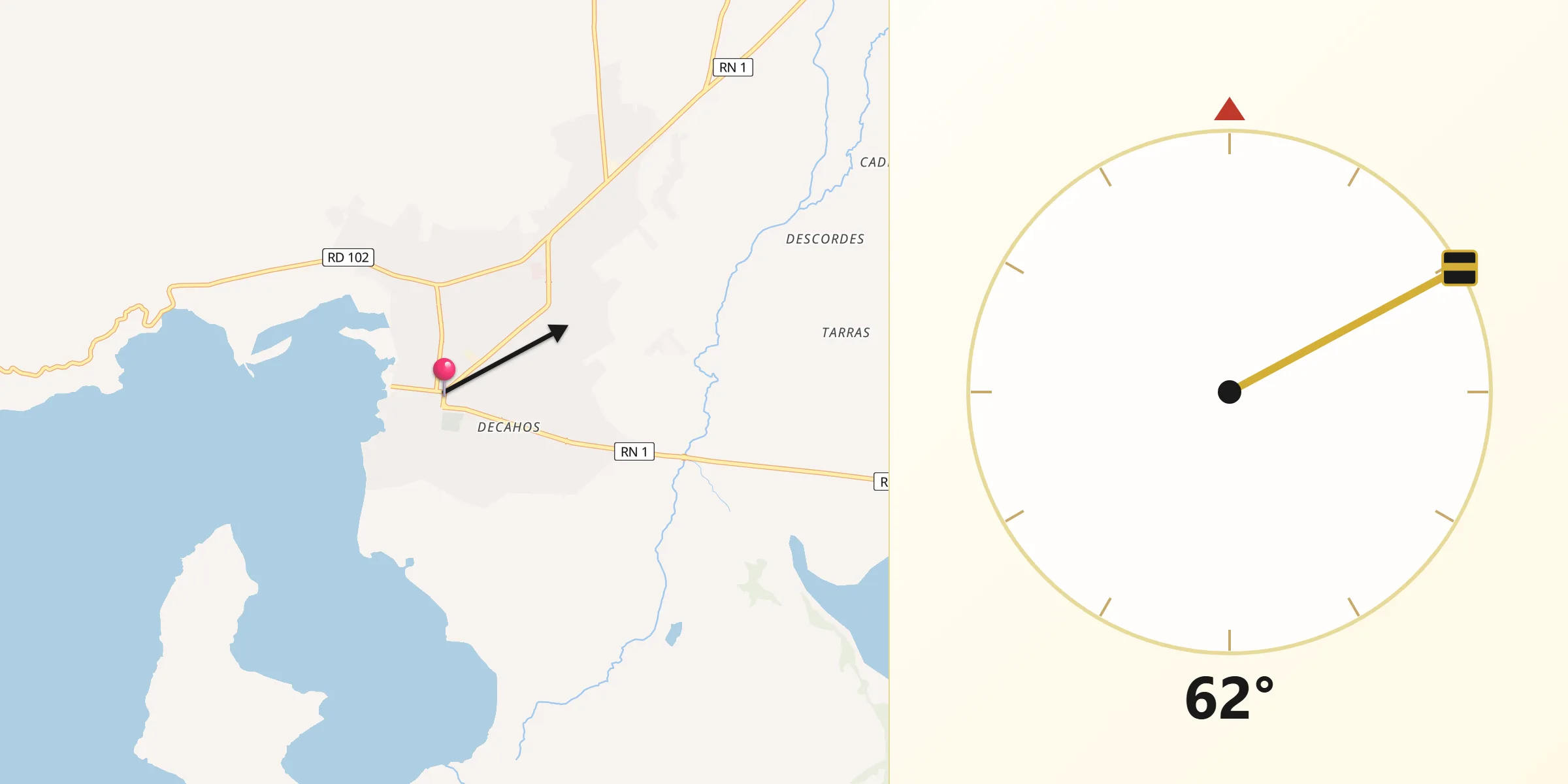 Direction vers la Qibla depuis Les Gonaïves