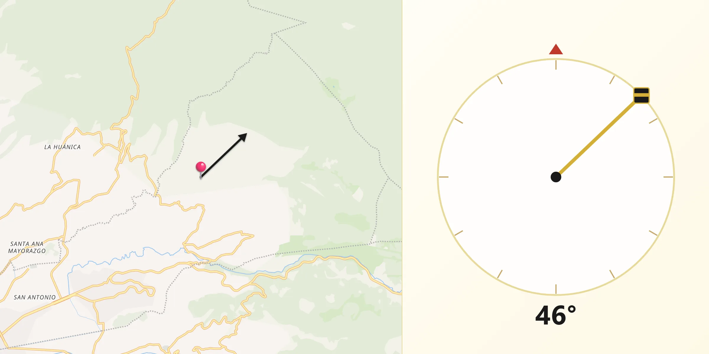 Dirección de la Qibla desde San Miguel Mimlapan
