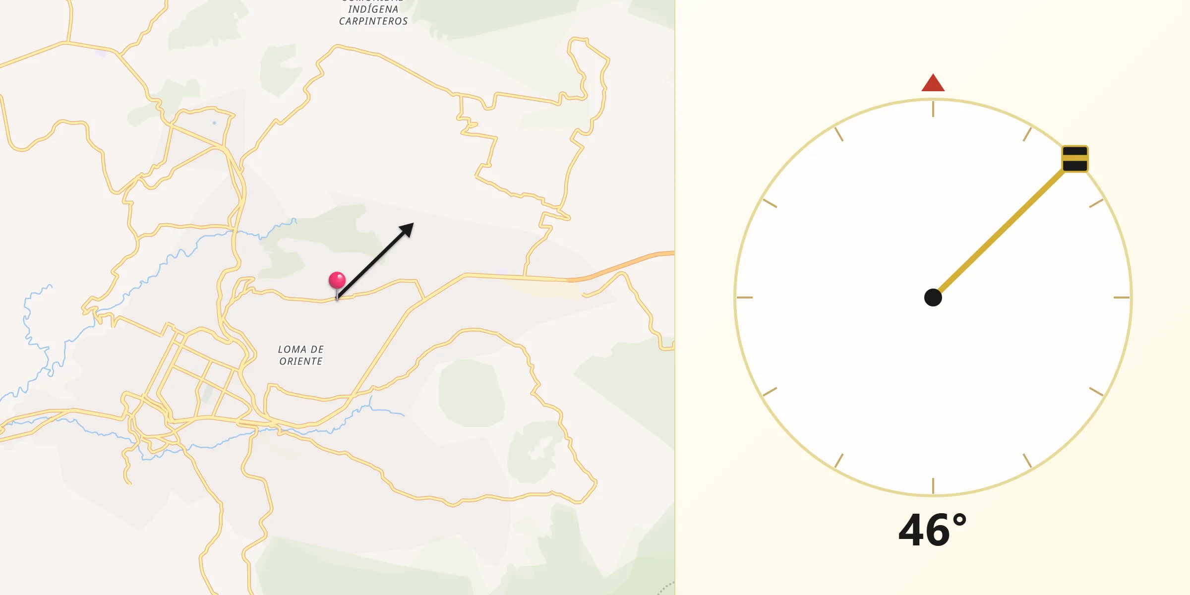 Dirección de la Qibla desde La Mesa (La Mesa de Cedano)
